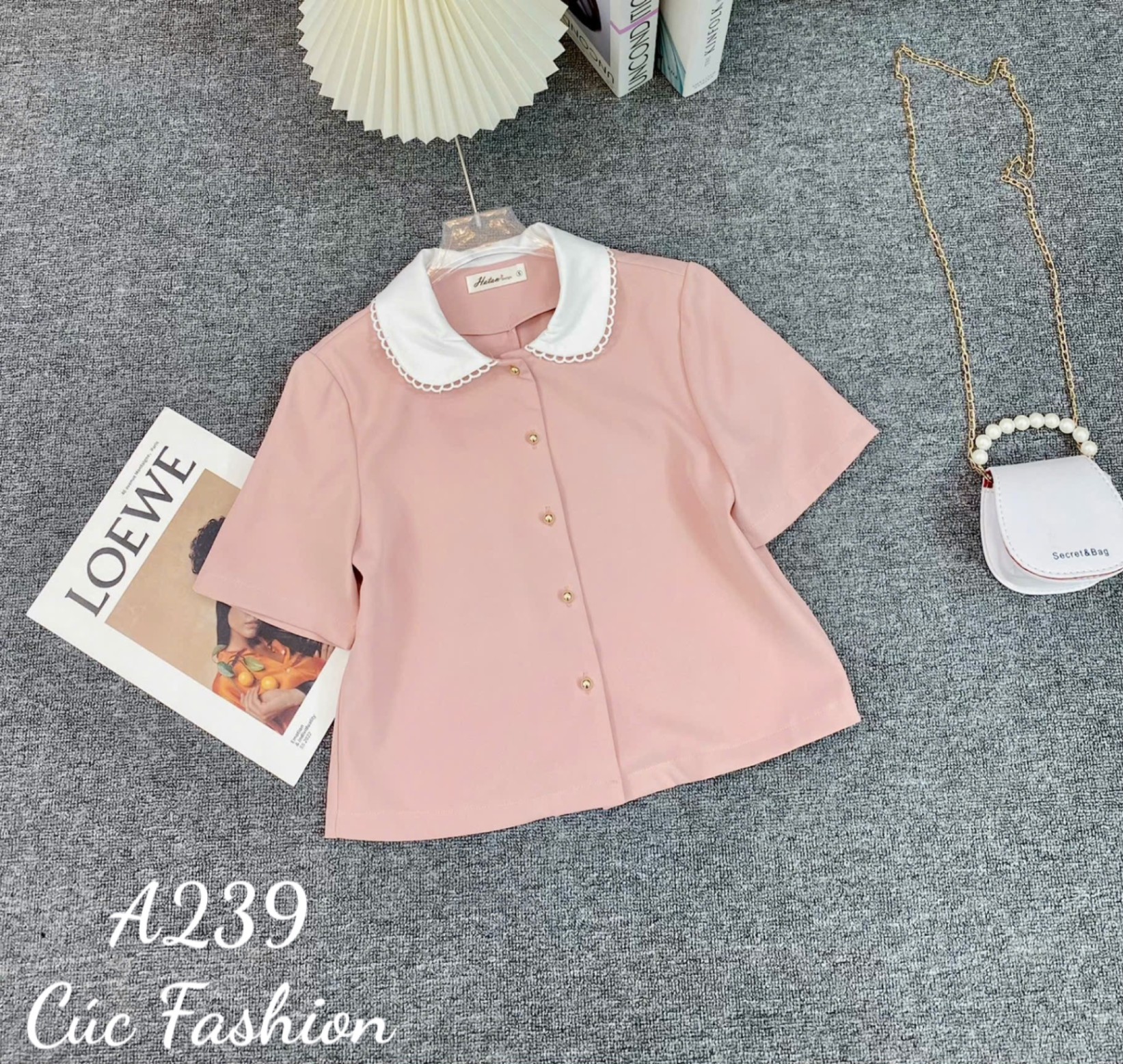 A239 Áo crotop cổ sen