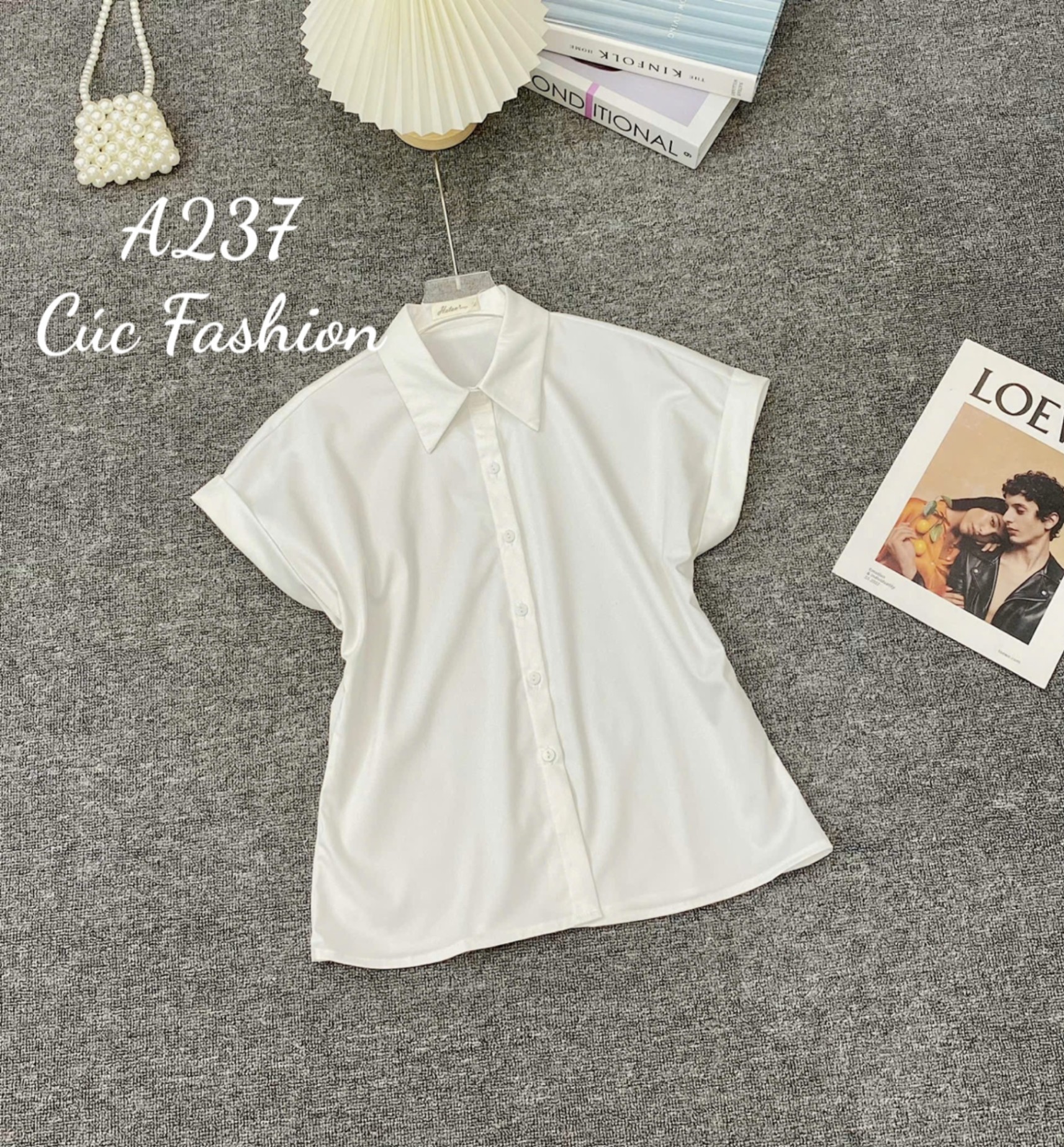 A237 Áo sơ mi cổ đức tay love