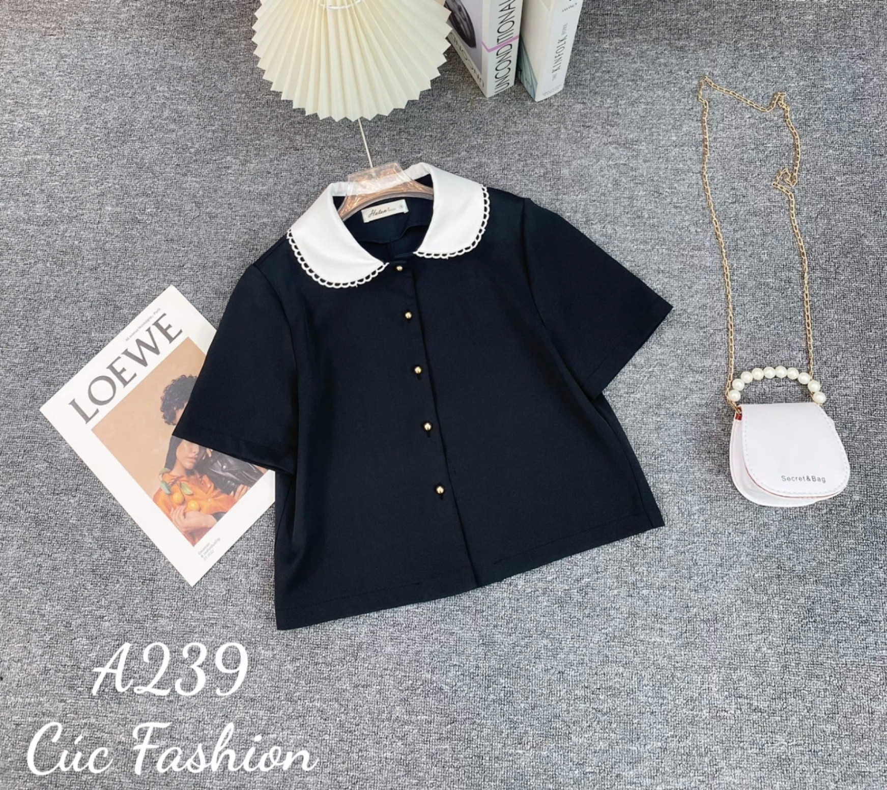 A239 Áo crotop cổ sen