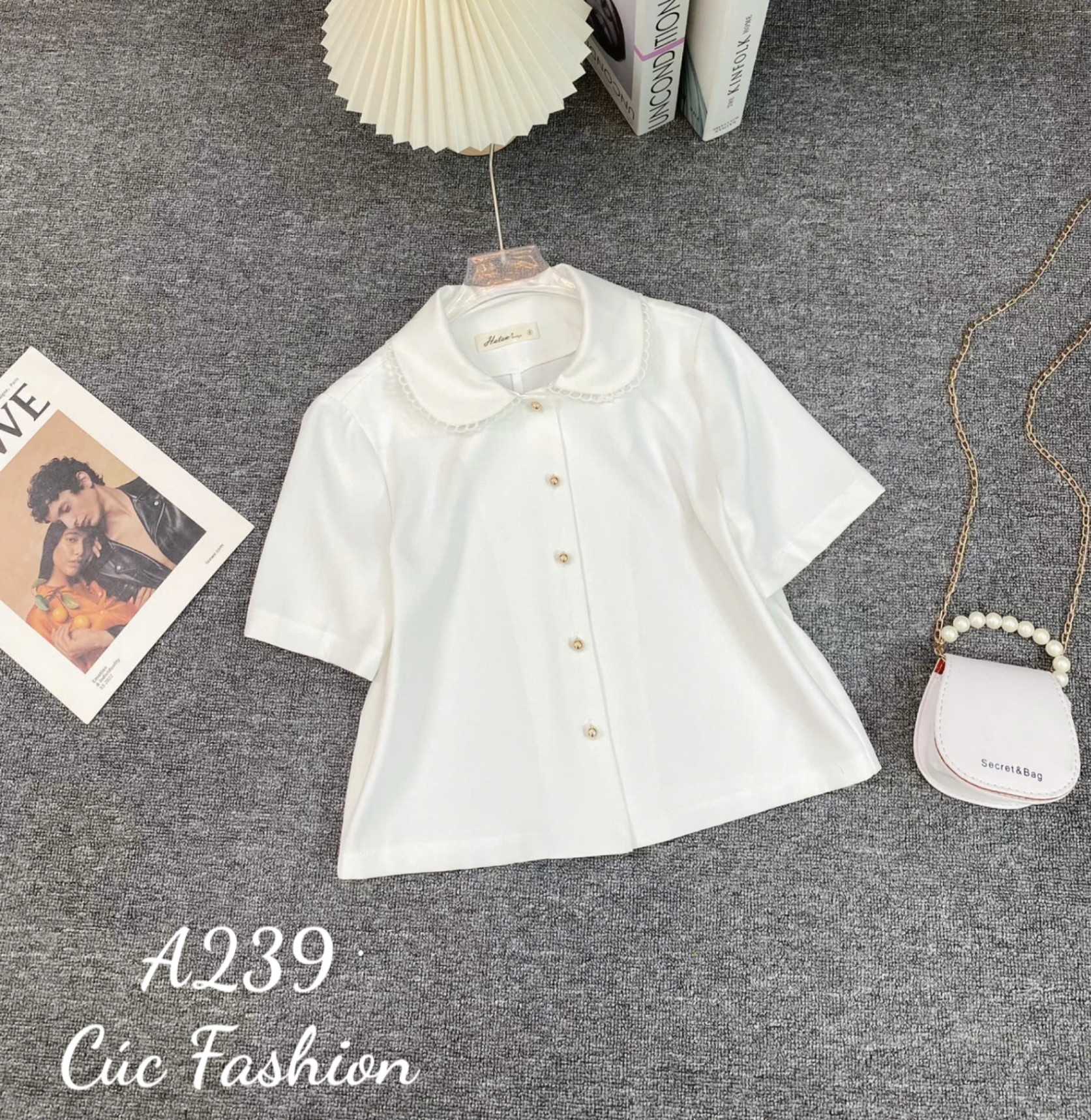 A239 Áo crotop cổ sen