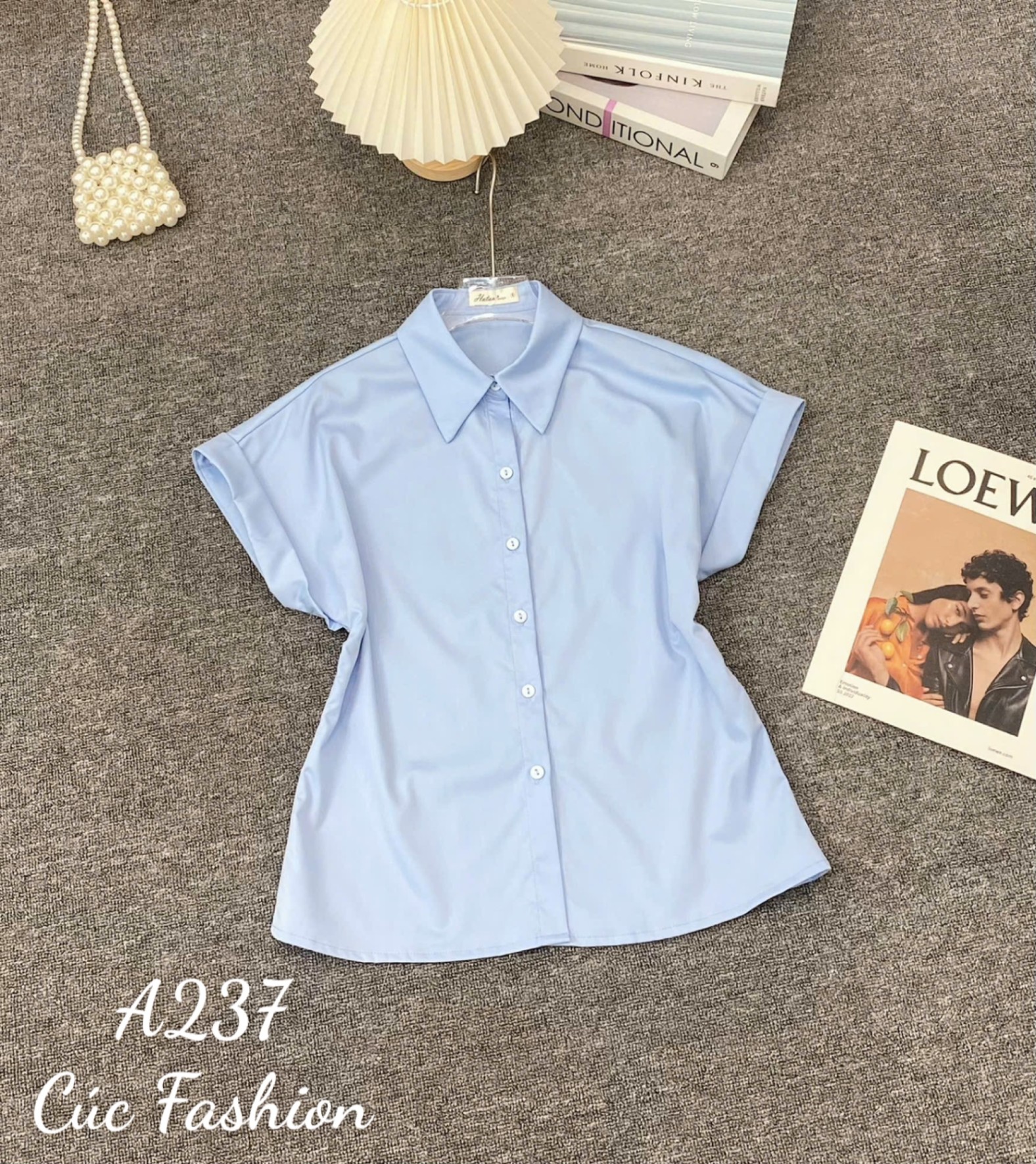A237 Áo sơ mi cổ đức tay love