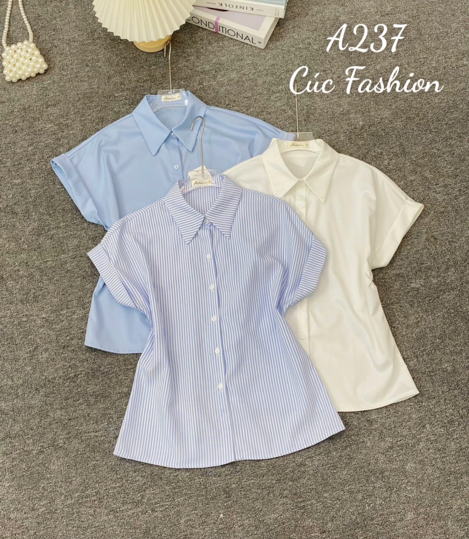 A237 Áo sơ mi cổ đức tay love
