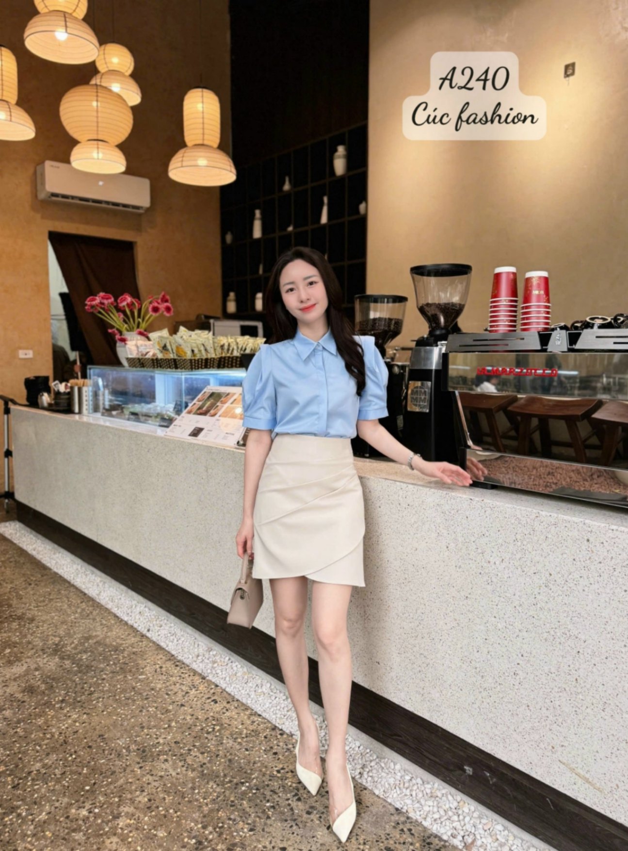 A240 Áo sơ mi tay xếp bồng