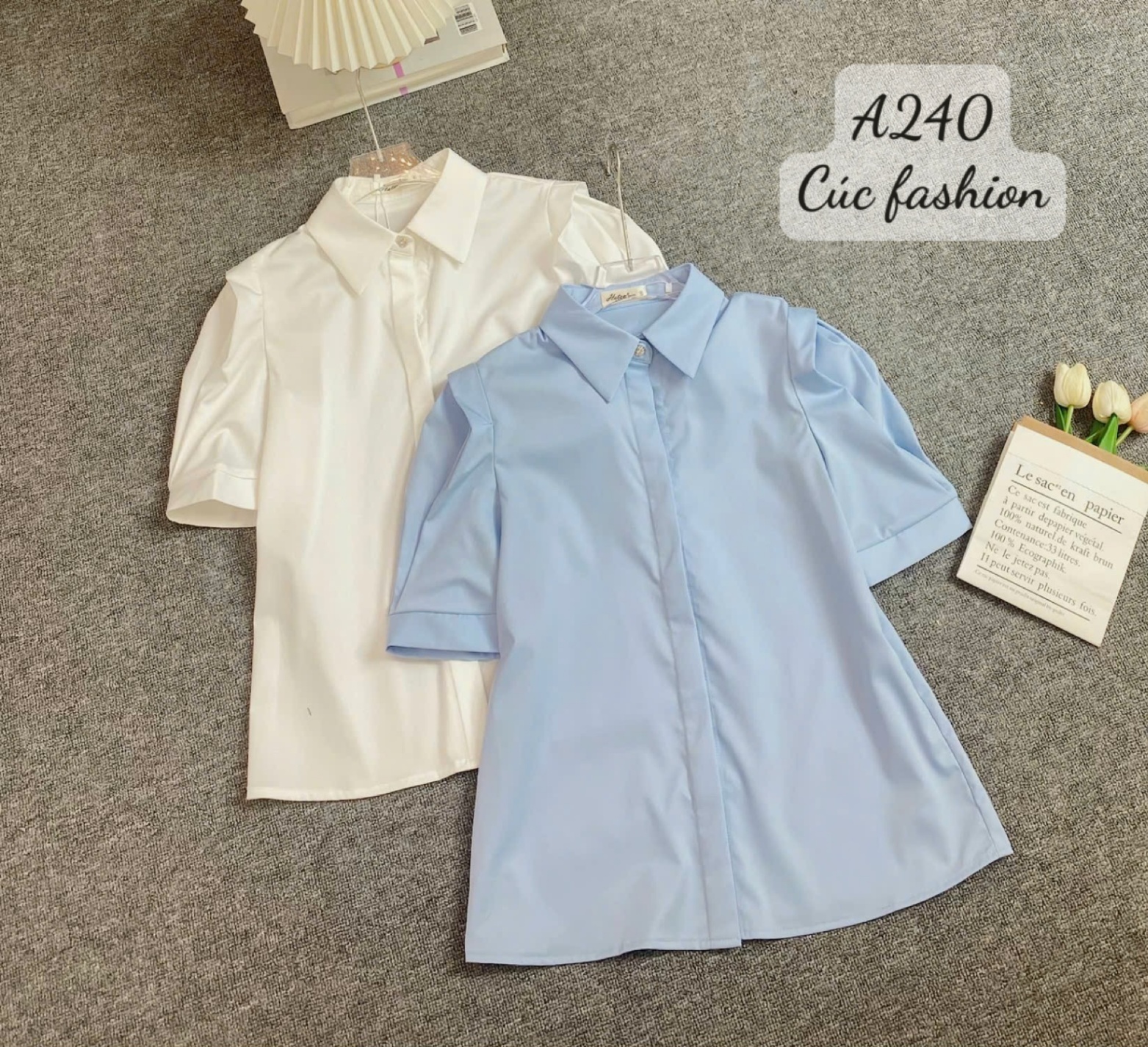 A240 Áo sơ mi tay xếp bồng