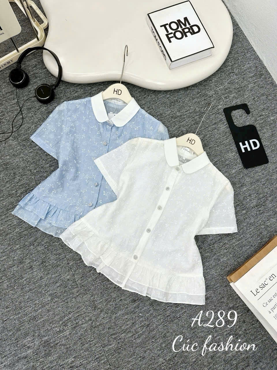 A289 Áo sơ mi chấm bi phối bèo