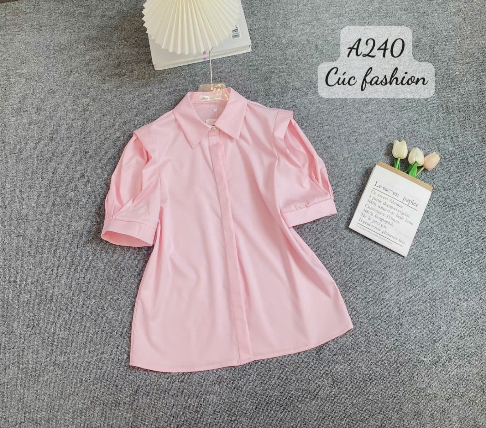 A240 Áo sơ mi tay xếp bồng