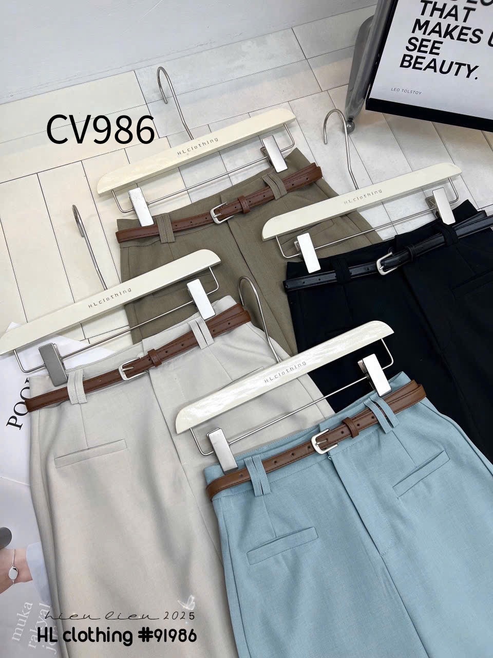 CV986 Chân váy dài túi cơi kèm đai