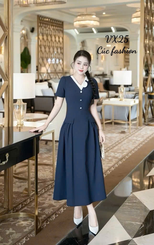 VX25 Váy xòe cổ V