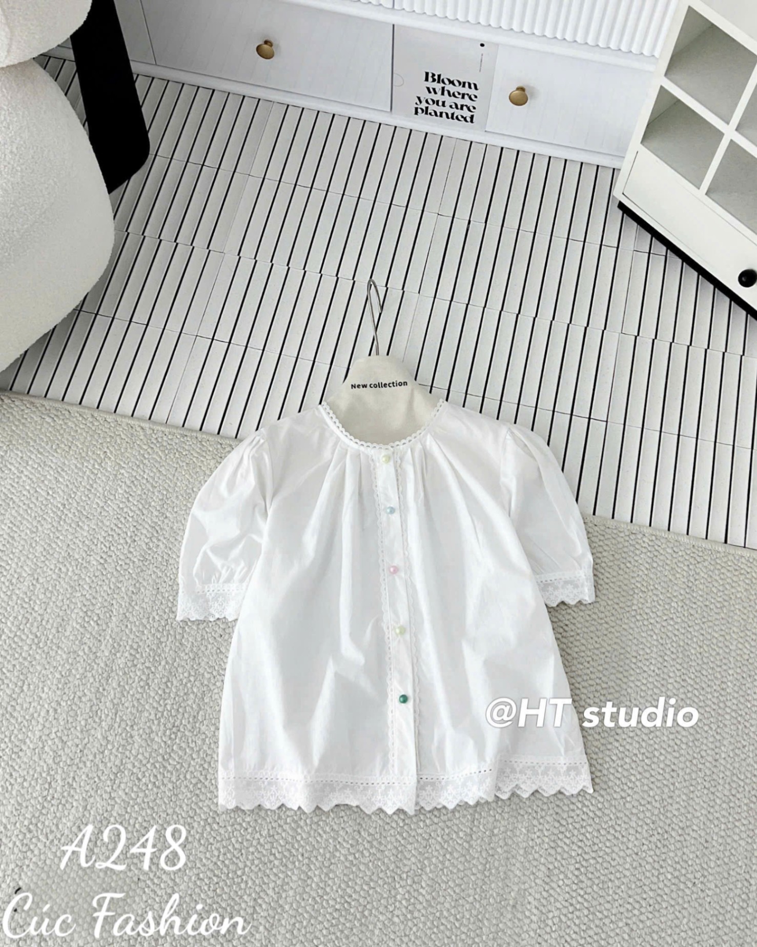 A248 Áo cổ tròn cúc ngọc