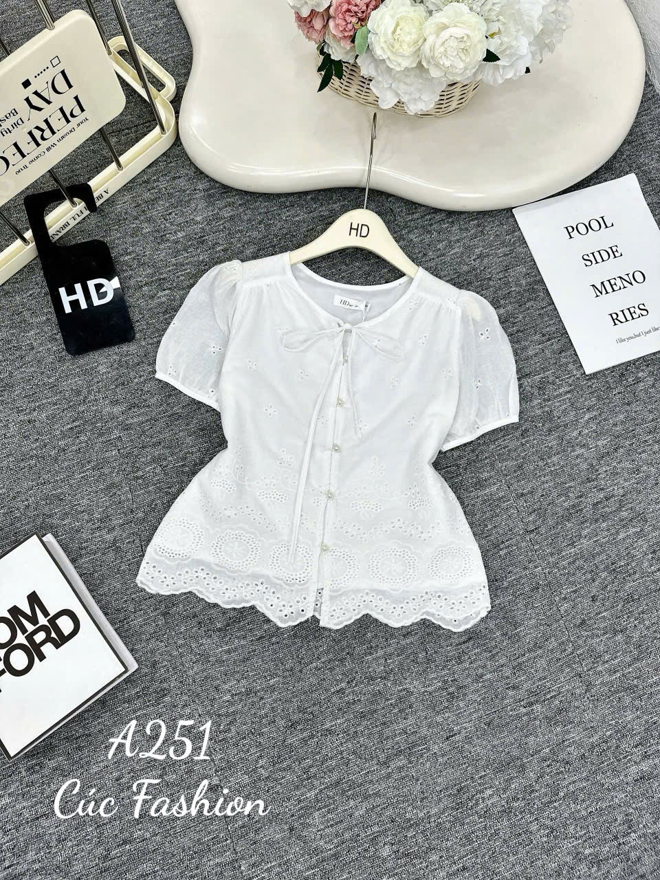 A251 Áo ren tay cộc cúc ngọc