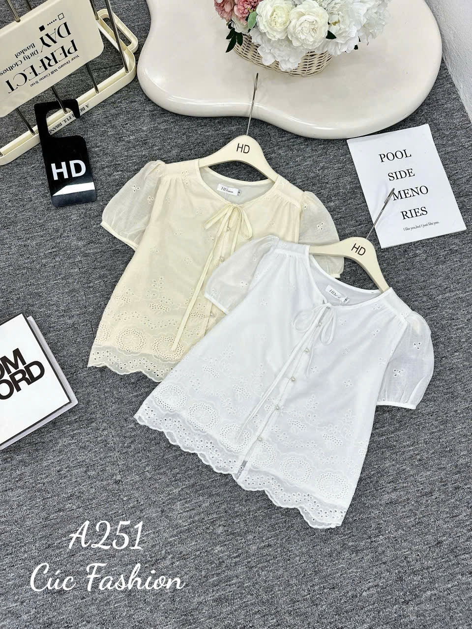 A251 Áo ren tay cộc cúc ngọc