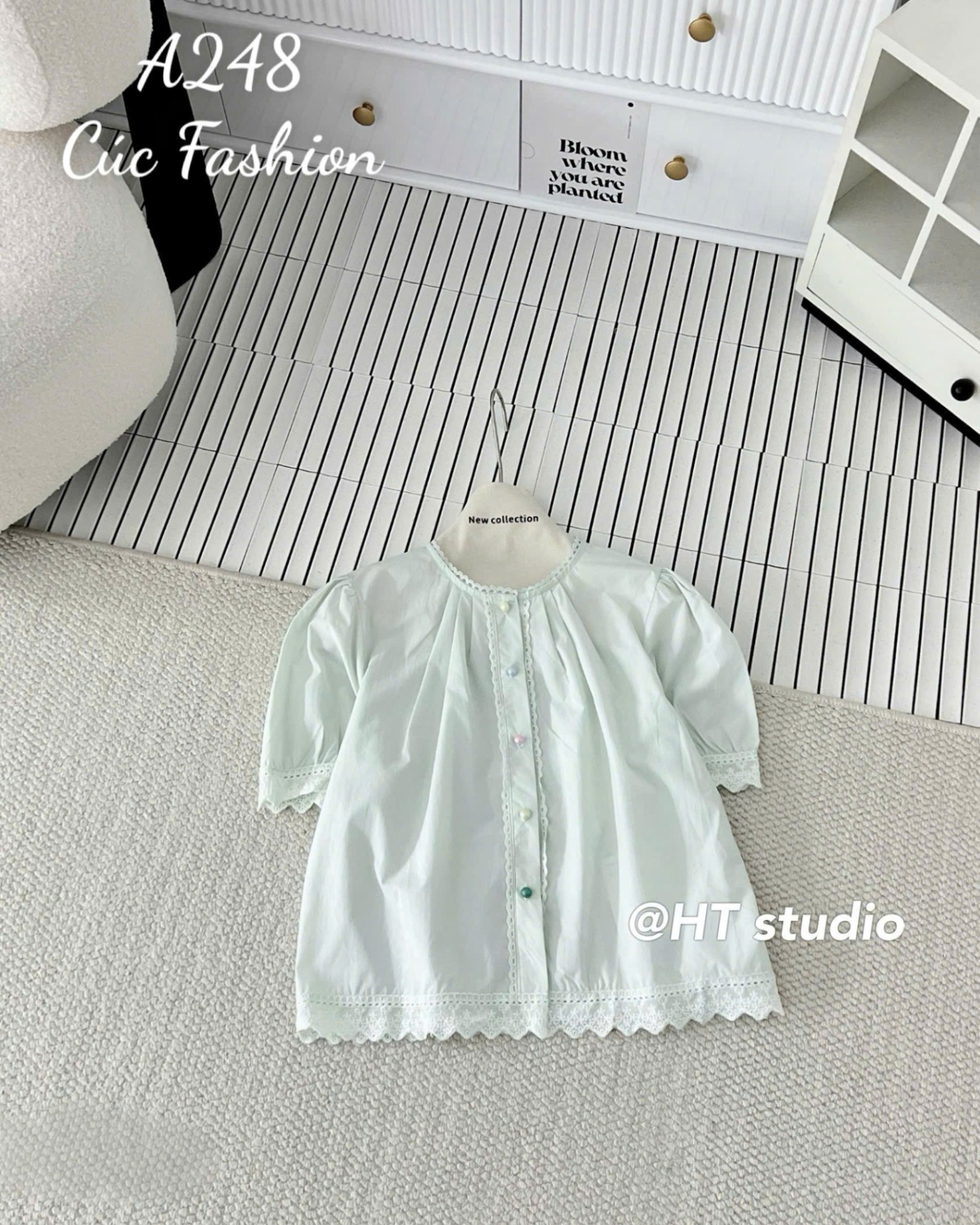 A248 Áo cổ tròn cúc ngọc