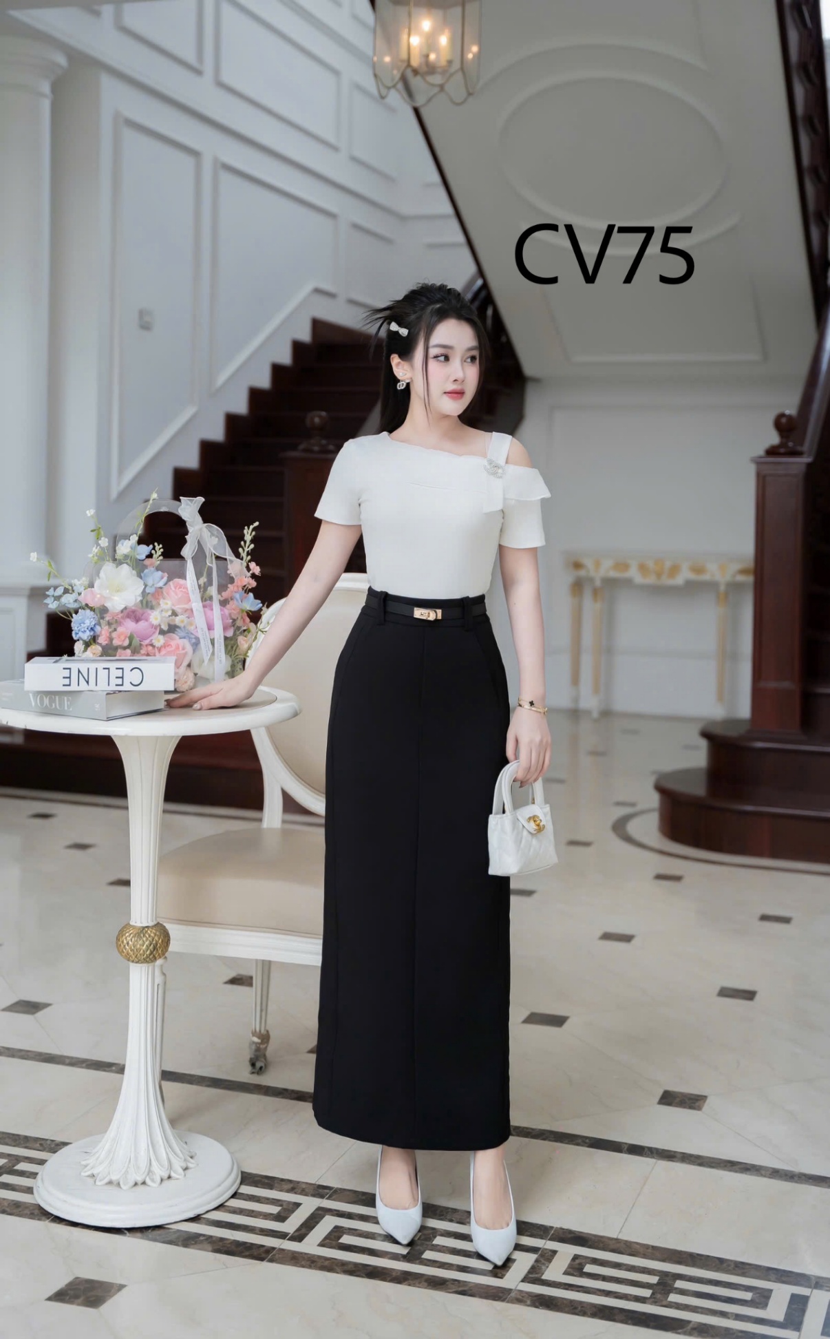 CV75 Chân váy dài kèm đai