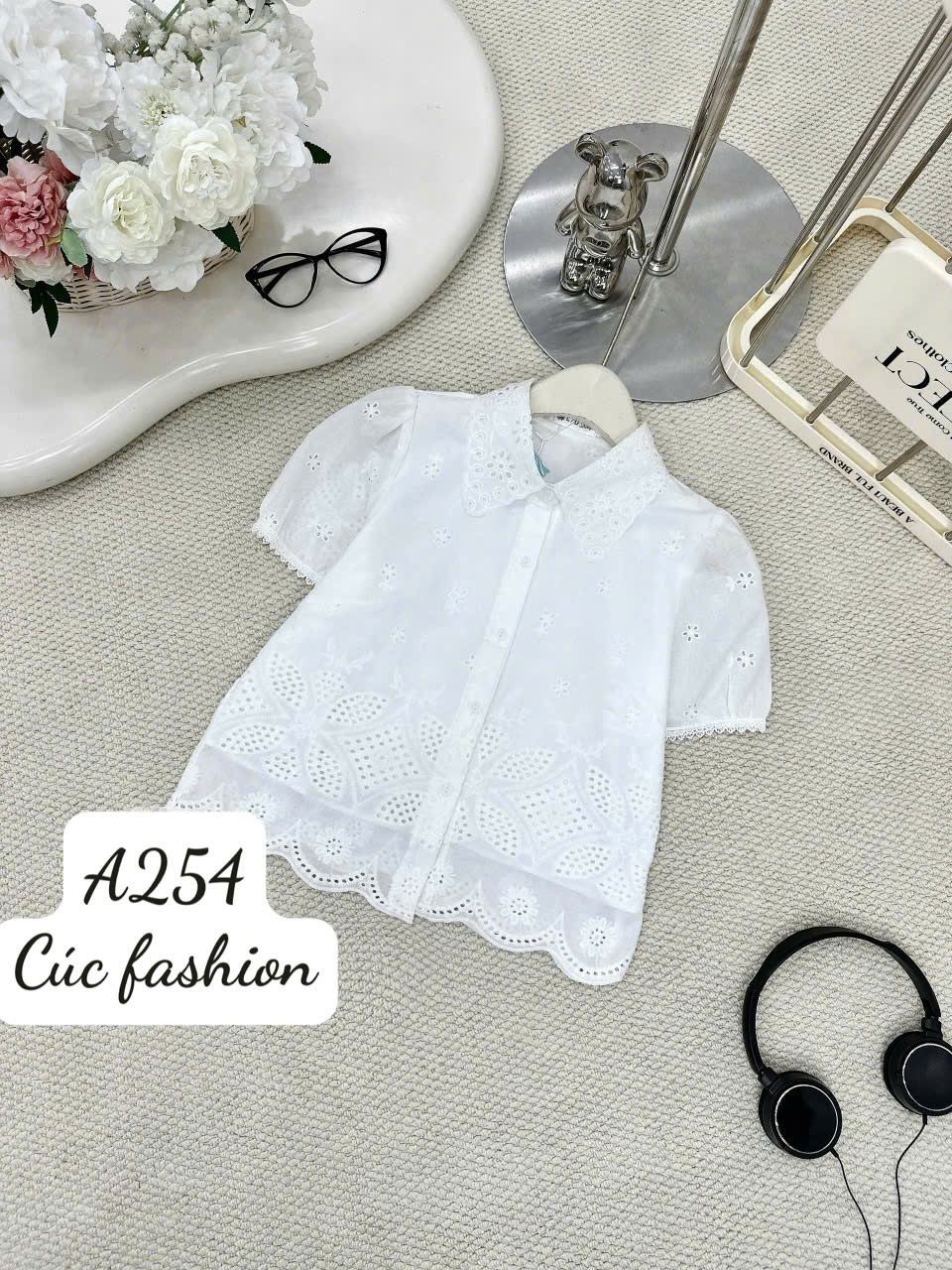 A254 Áo sơ mi ren hoa