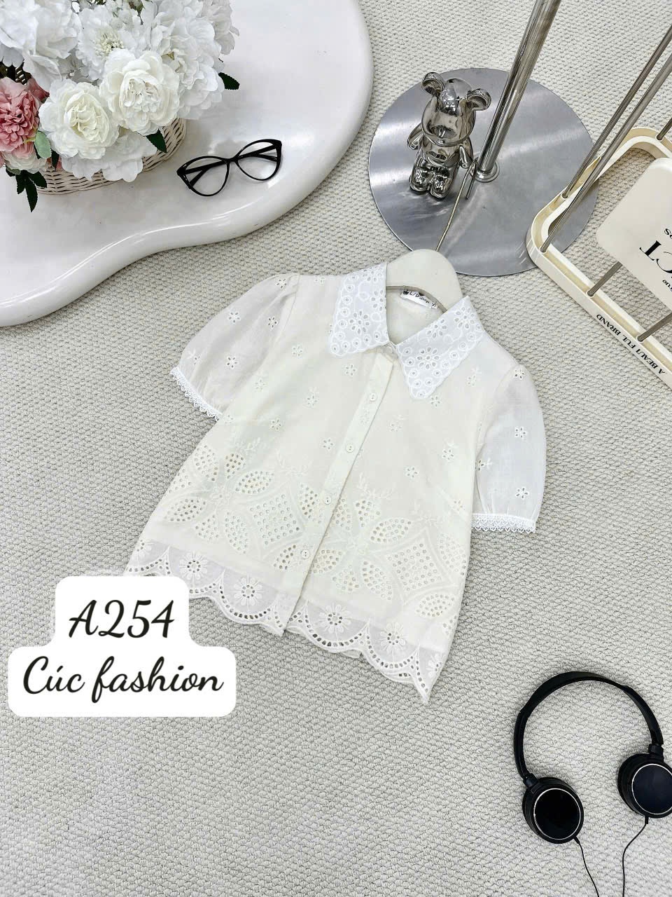 A254 Áo sơ mi ren hoa
