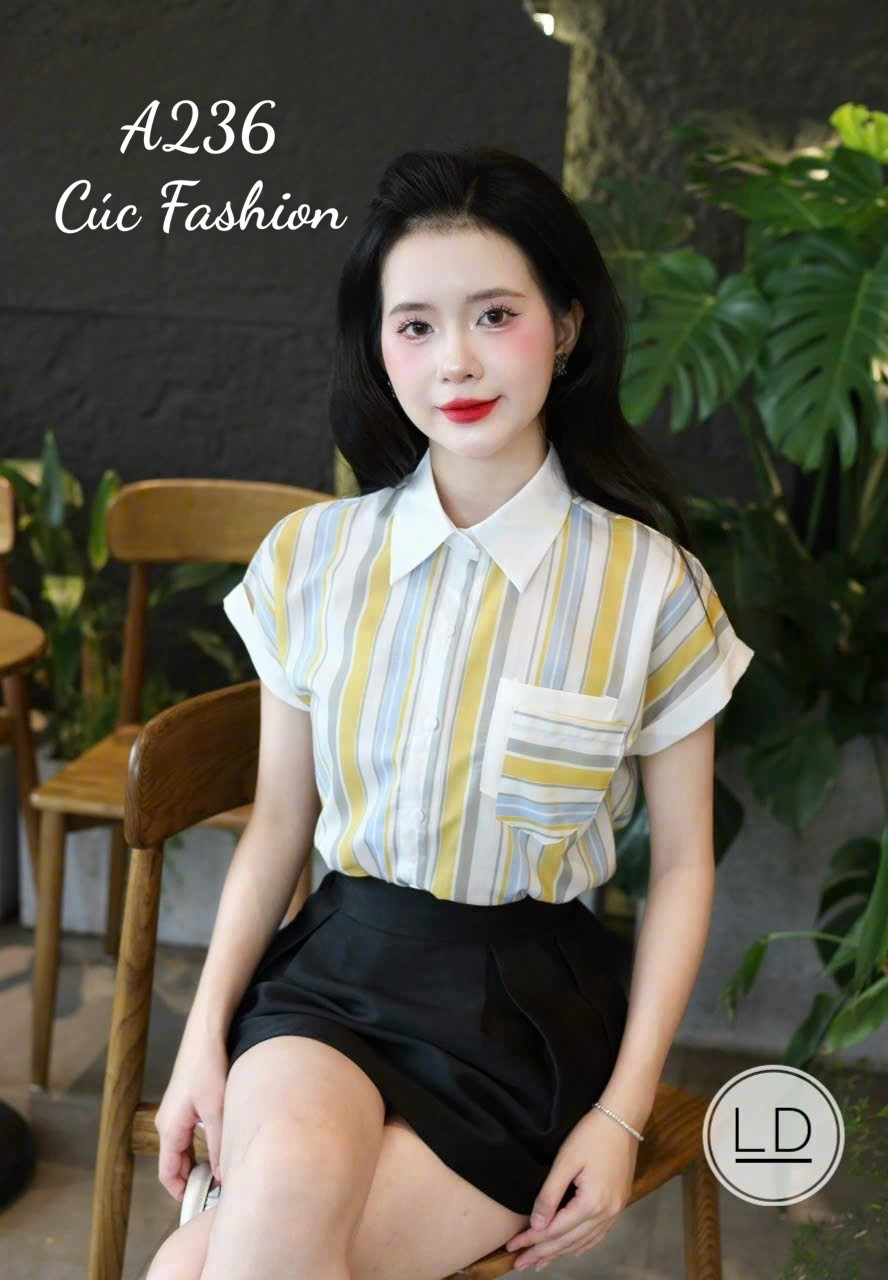 A236 Áo sơ mi túi phối trắng