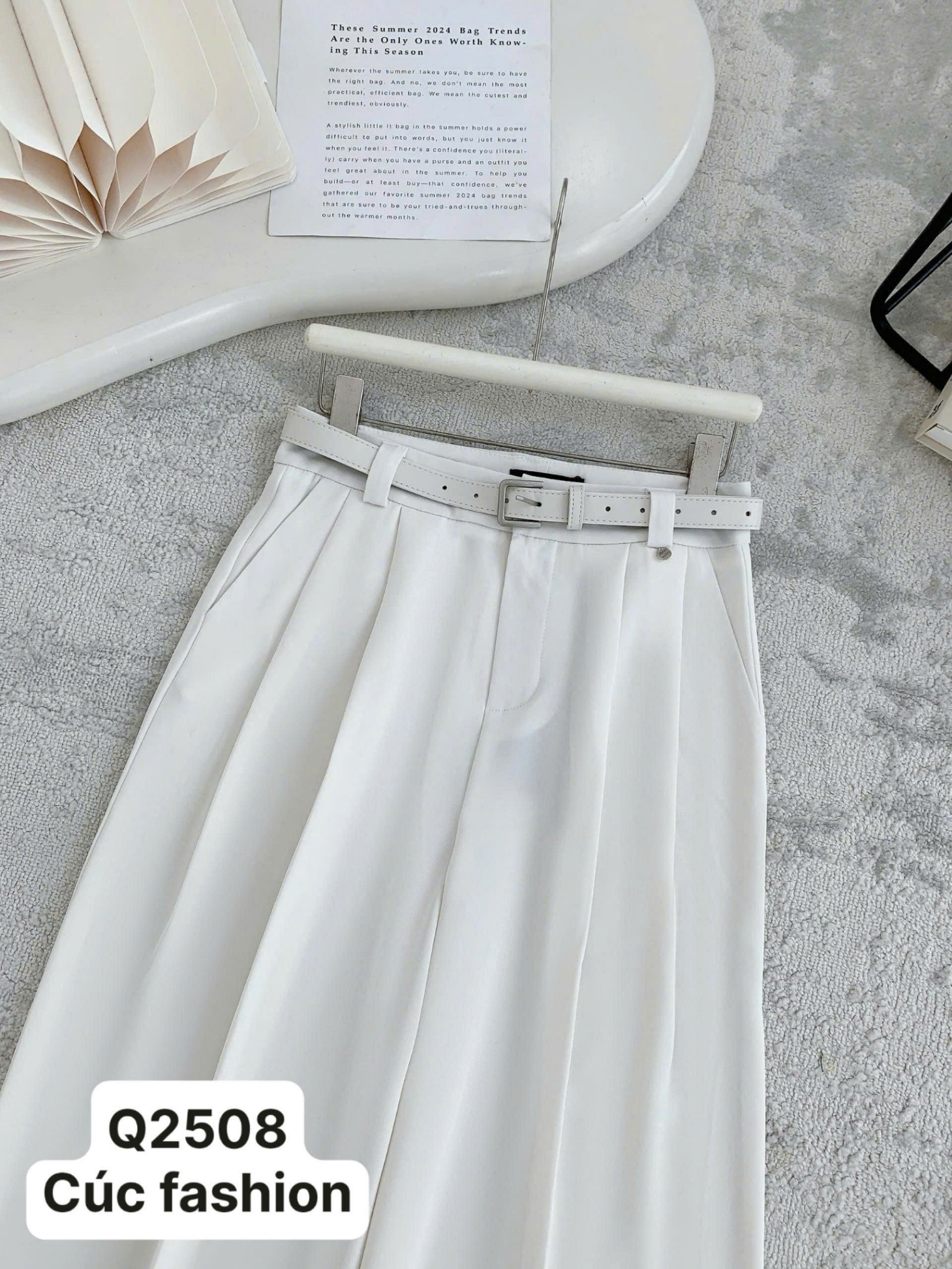 Q2508 Quần xuông kèm đai cùng màu