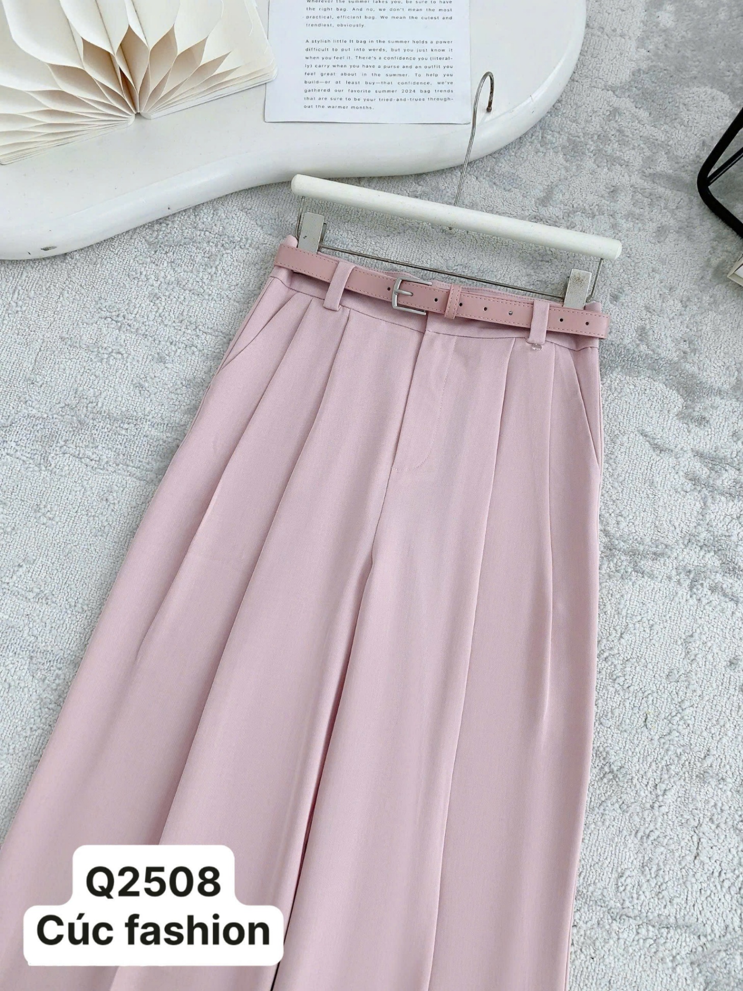 Q2508 Quần xuông kèm đai cùng màu