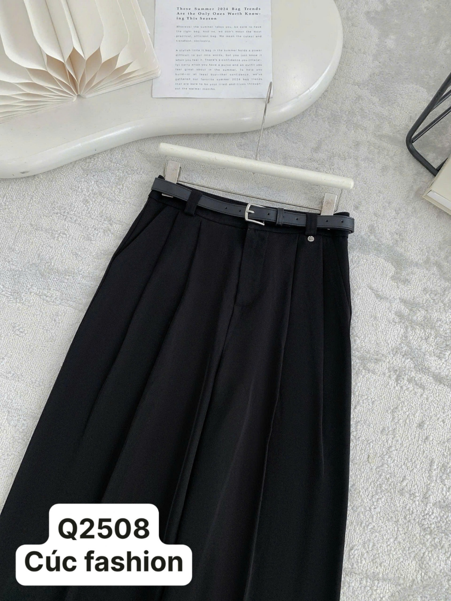 Q2508 Quần xuông kèm đai cùng màu