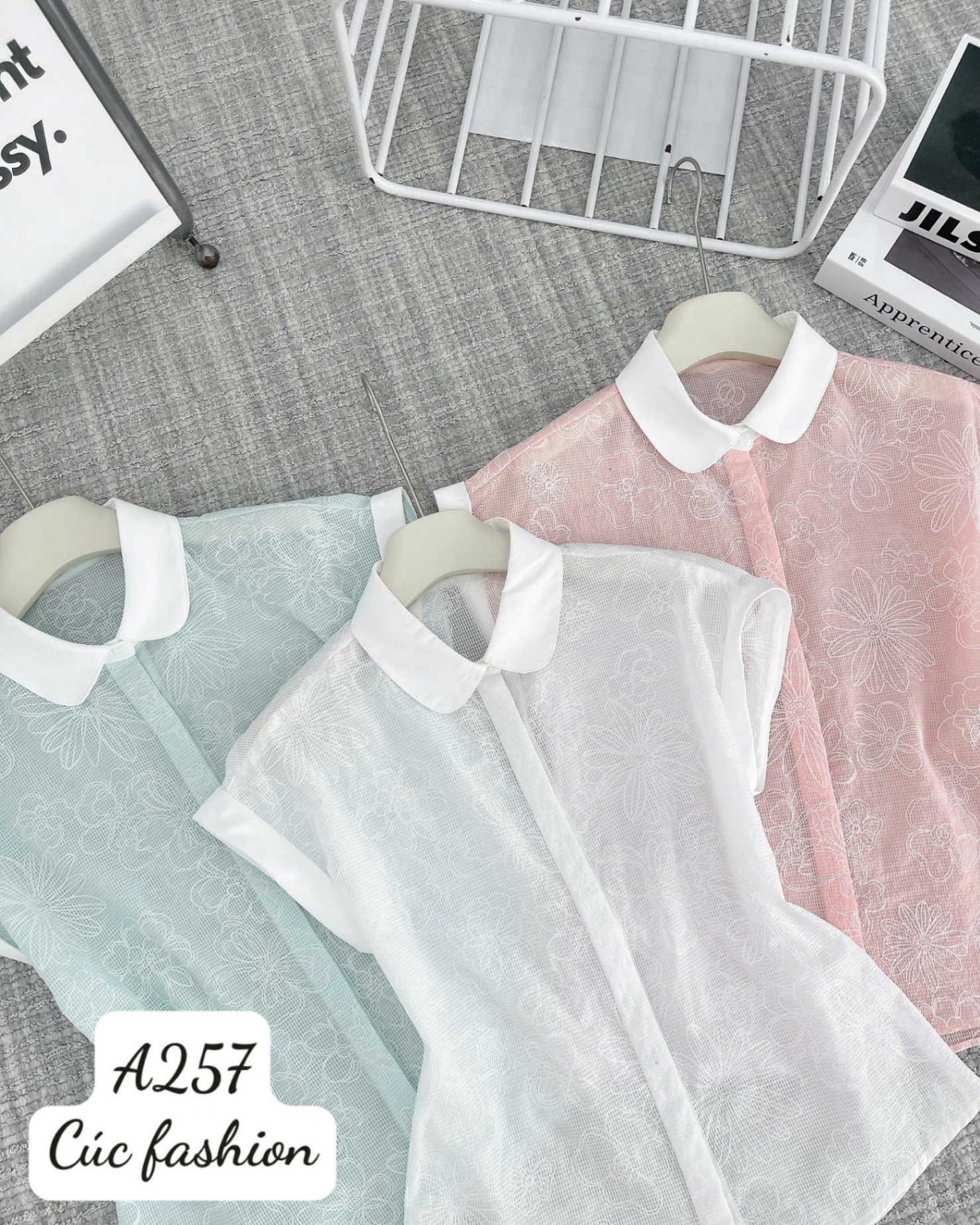 A257 Áo sơ mi lưới cổ sen