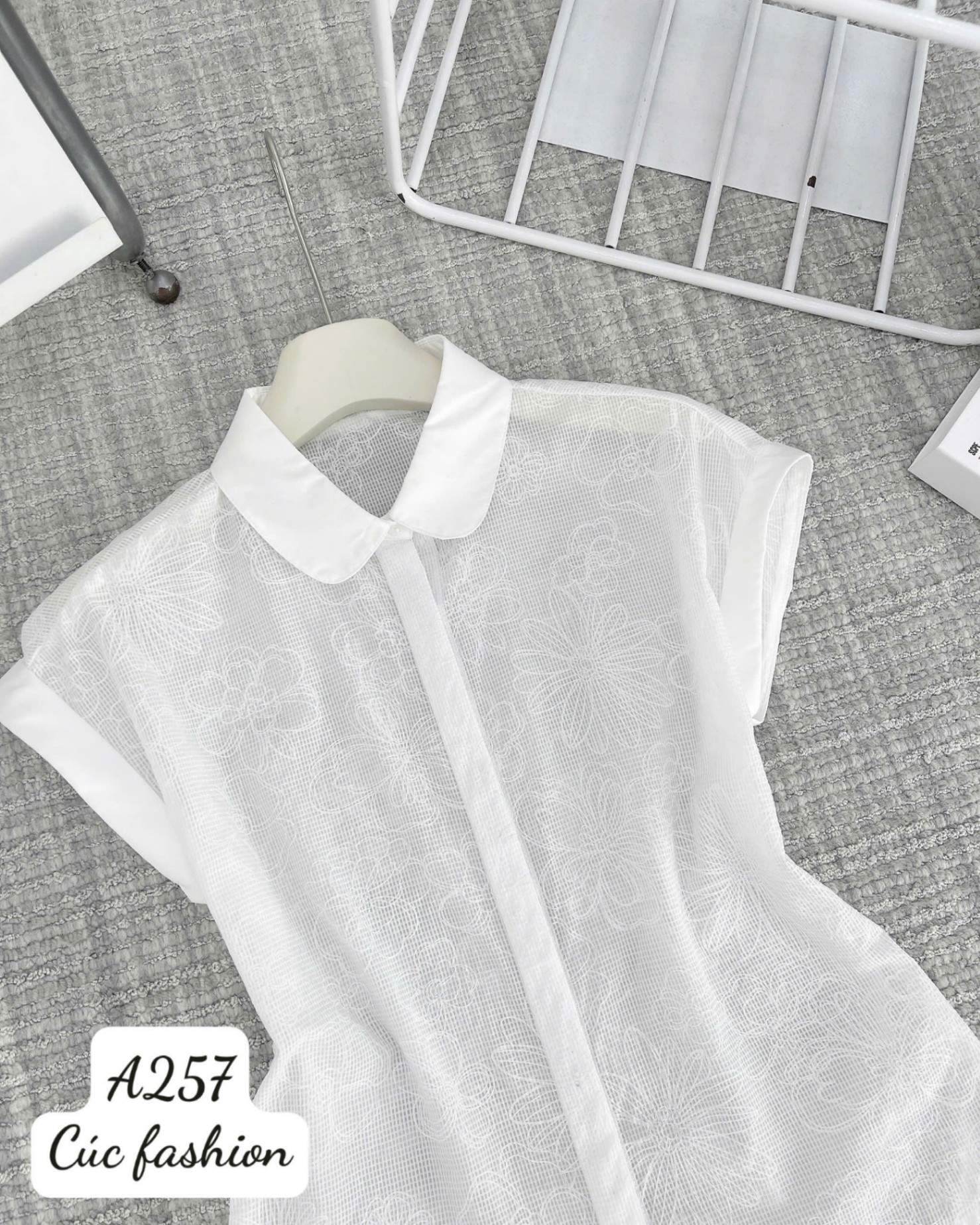 A257 Áo sơ mi lưới cổ sen
