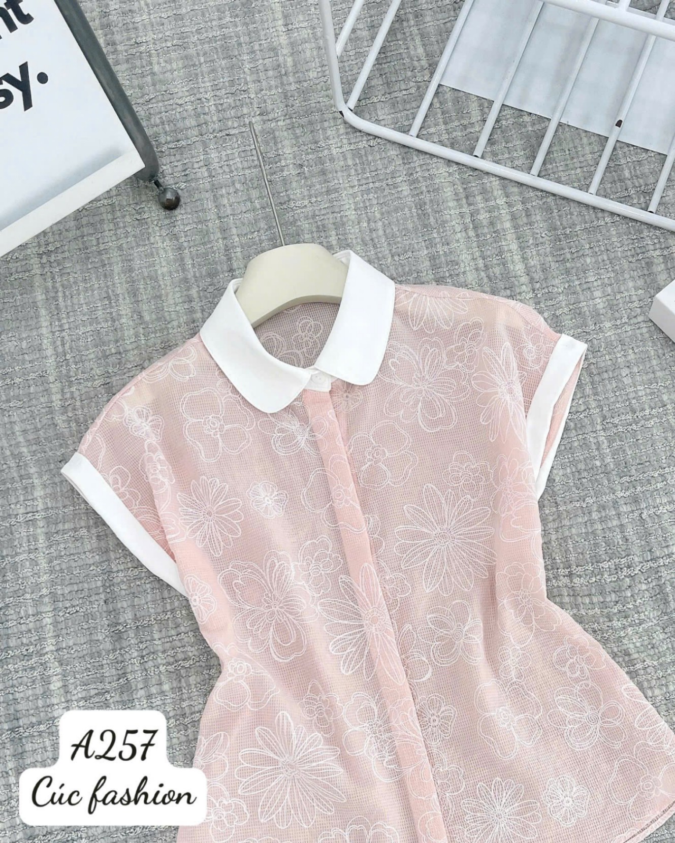 A257 Áo sơ mi lưới cổ sen