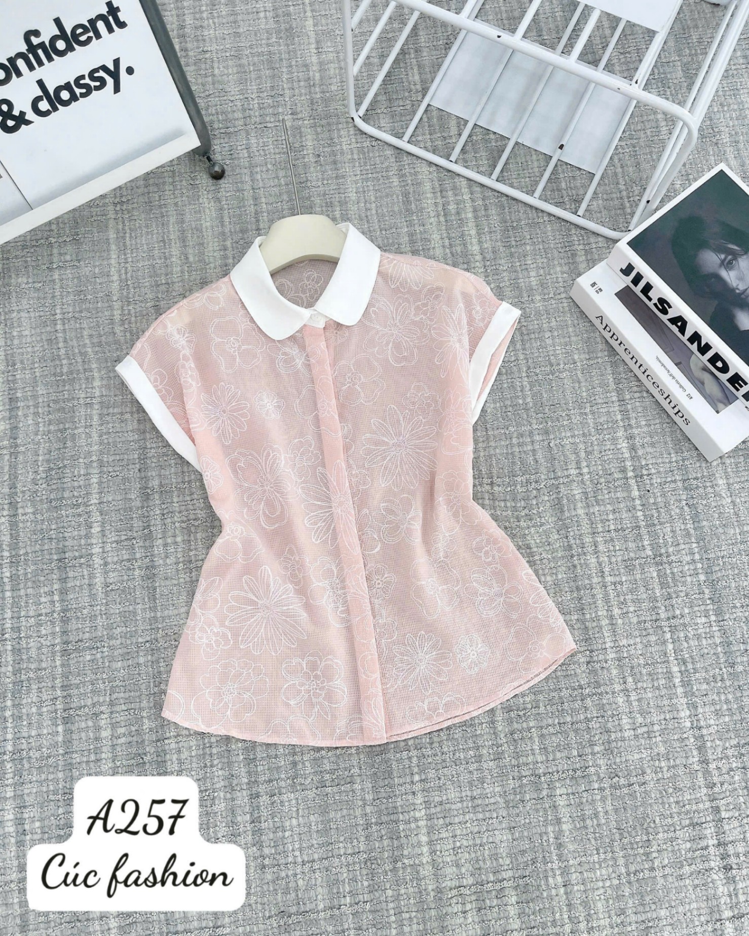 A257 Áo sơ mi lưới cổ sen