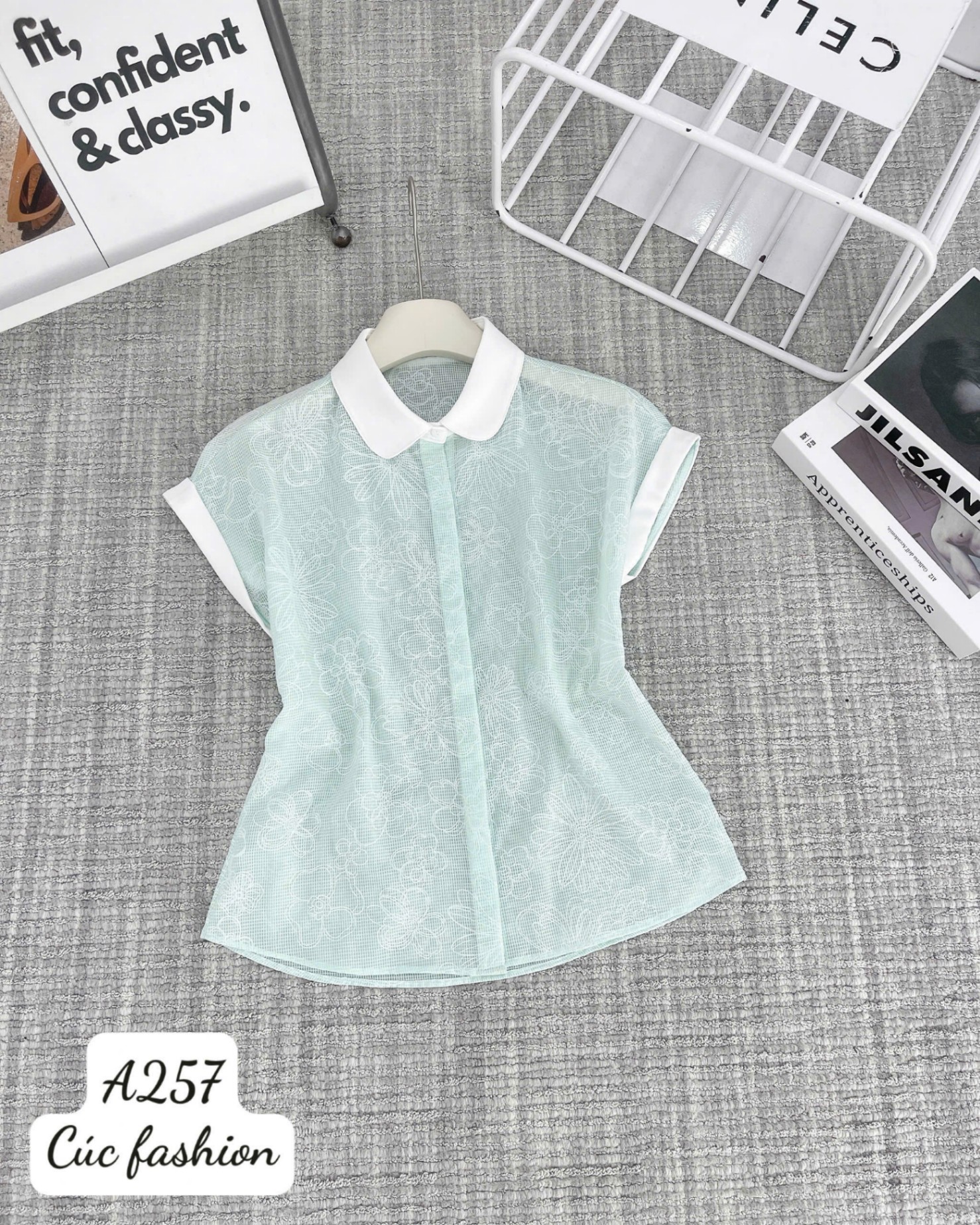 A257 Áo sơ mi lưới cổ sen