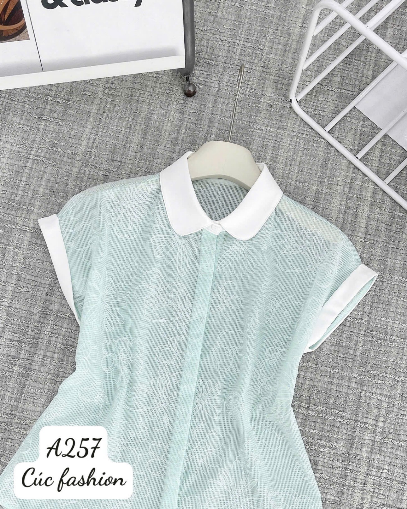 A257 Áo sơ mi lưới cổ sen