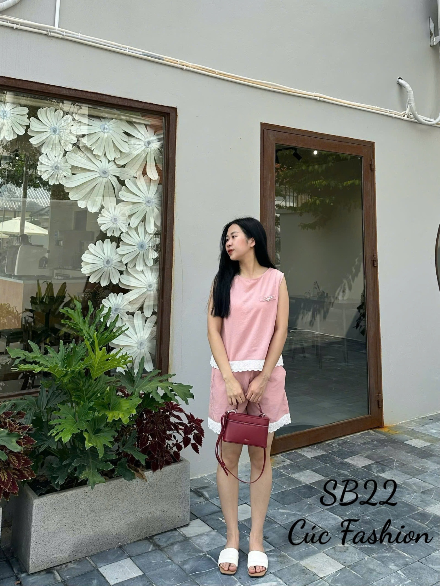 SB22 Set đũi xước quần áo phối ren