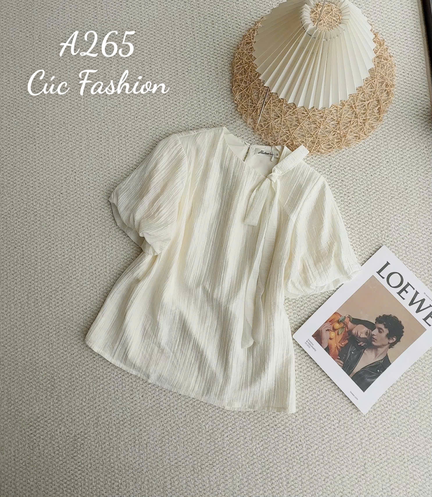 A265 Áo sơ mi nơ cổ tay bồng