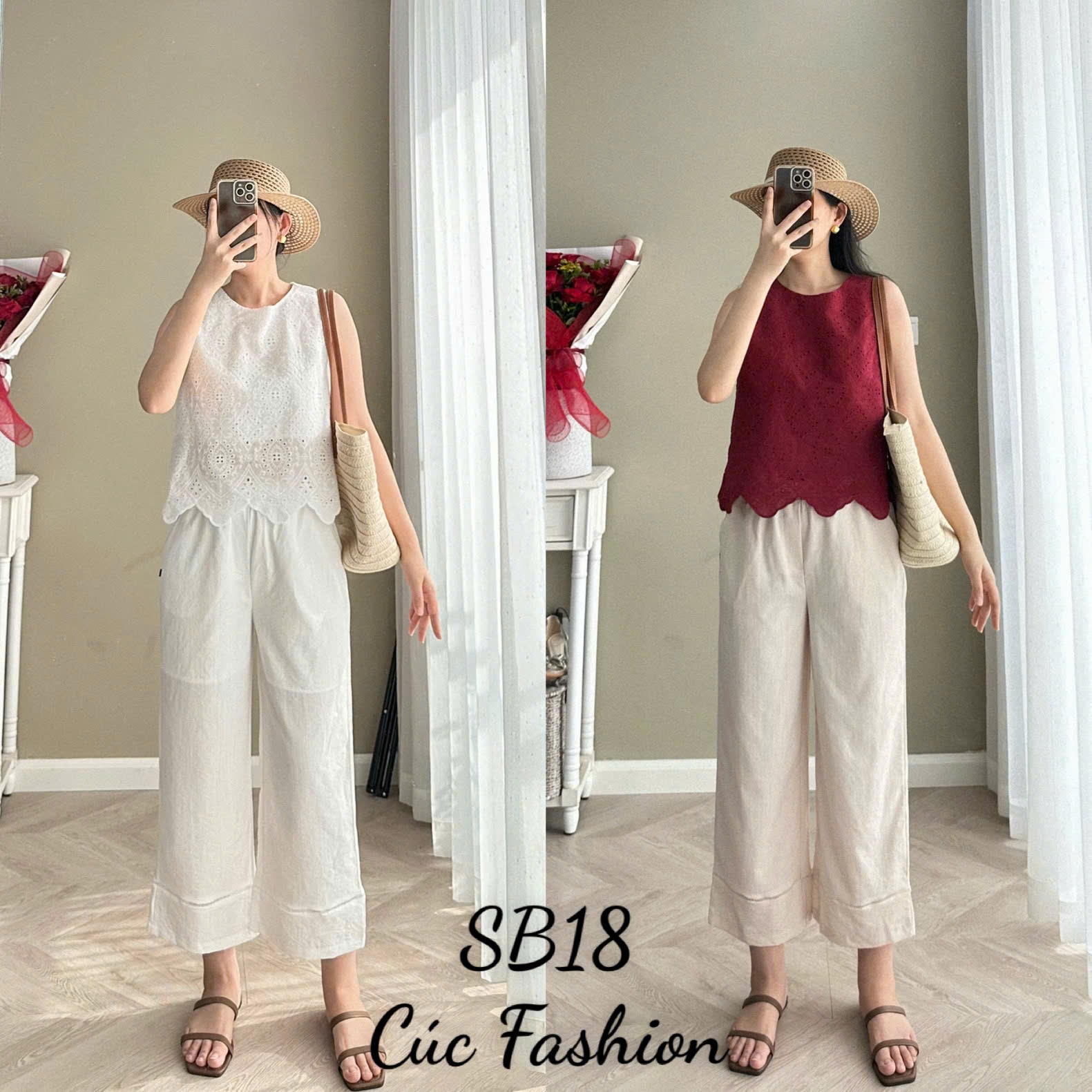 SB18 Set bộ áo ren quần ống sớ