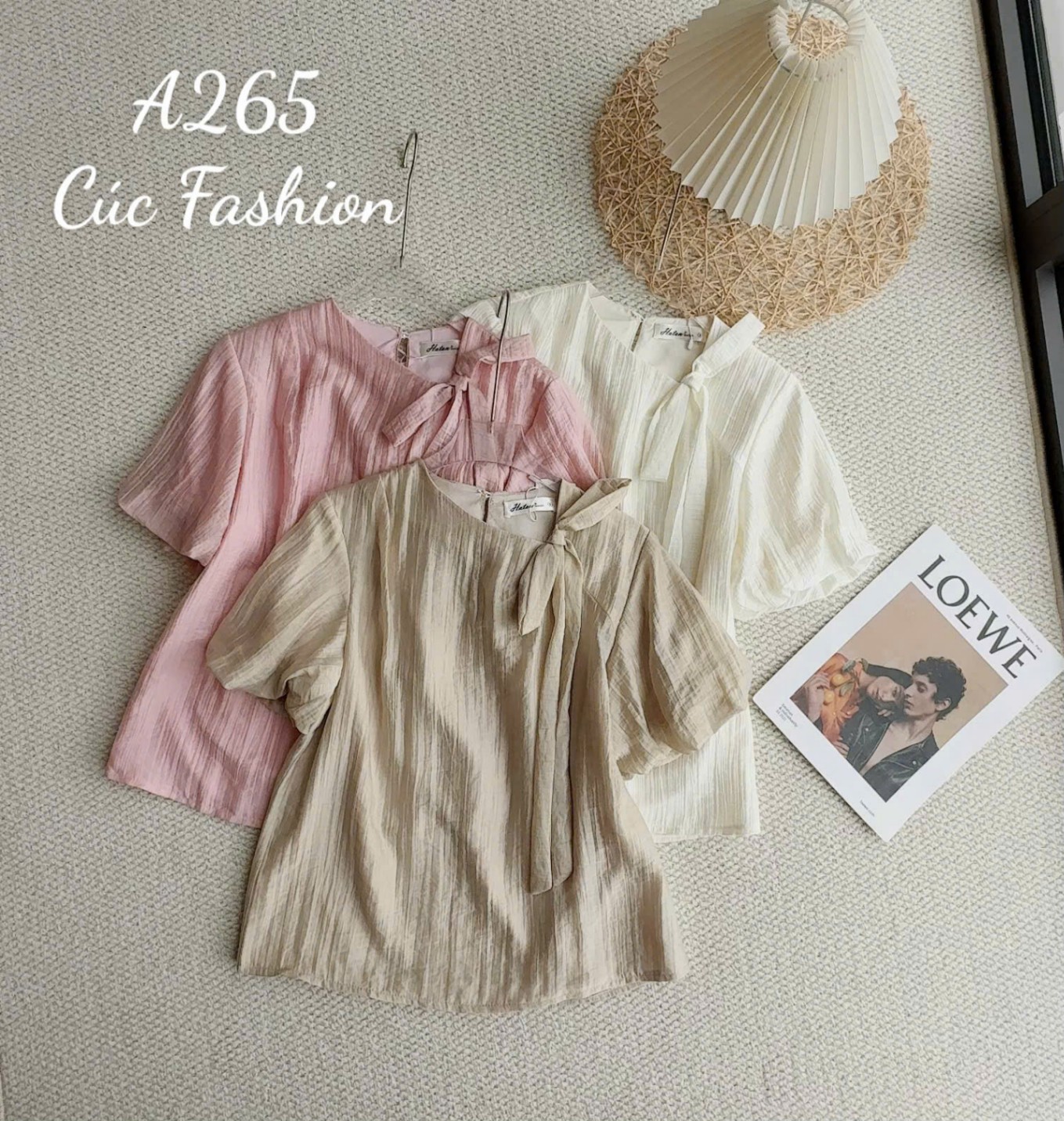 A265 Áo sơ mi nơ cổ tay bồng