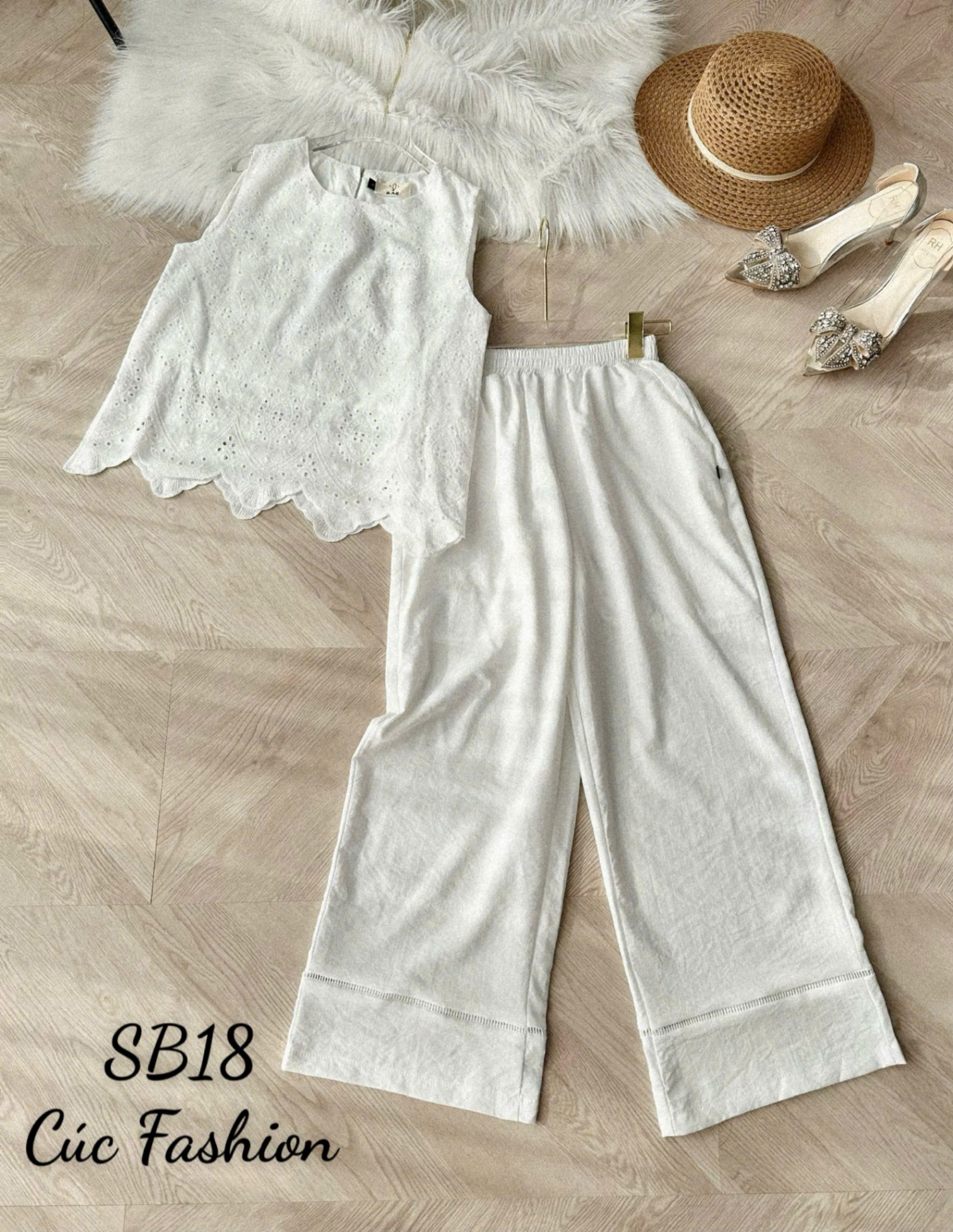 SB18 Set bộ áo ren quần ống sớ