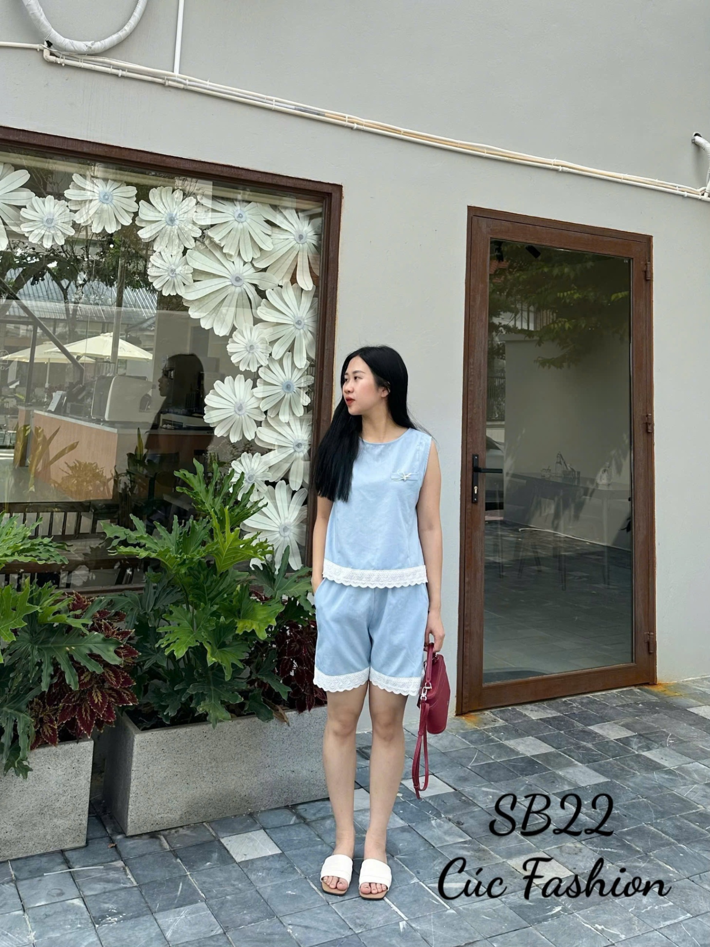 SB22 Set đũi xước quần áo phối ren