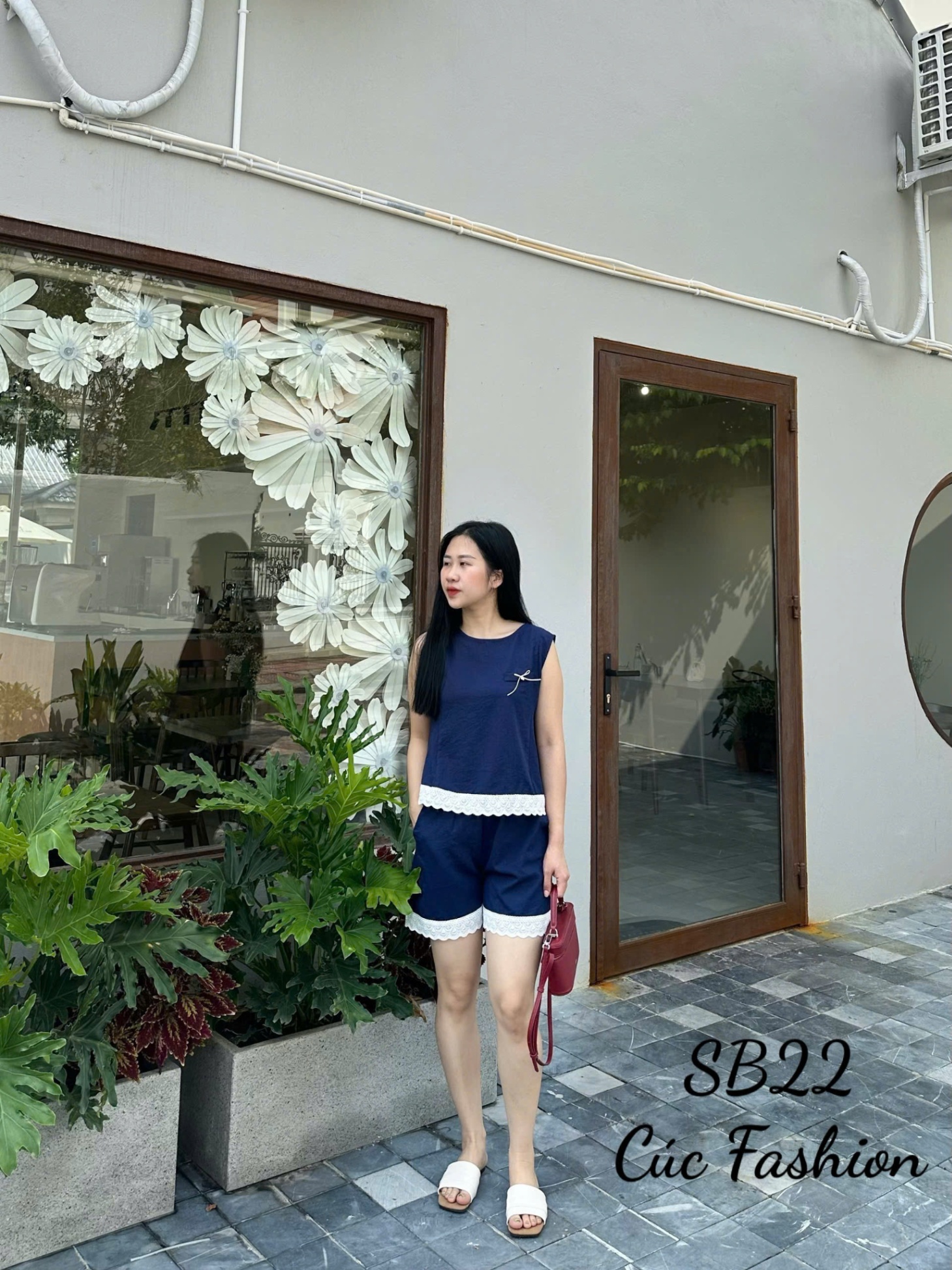 SB22 Set đũi xước quần áo phối ren