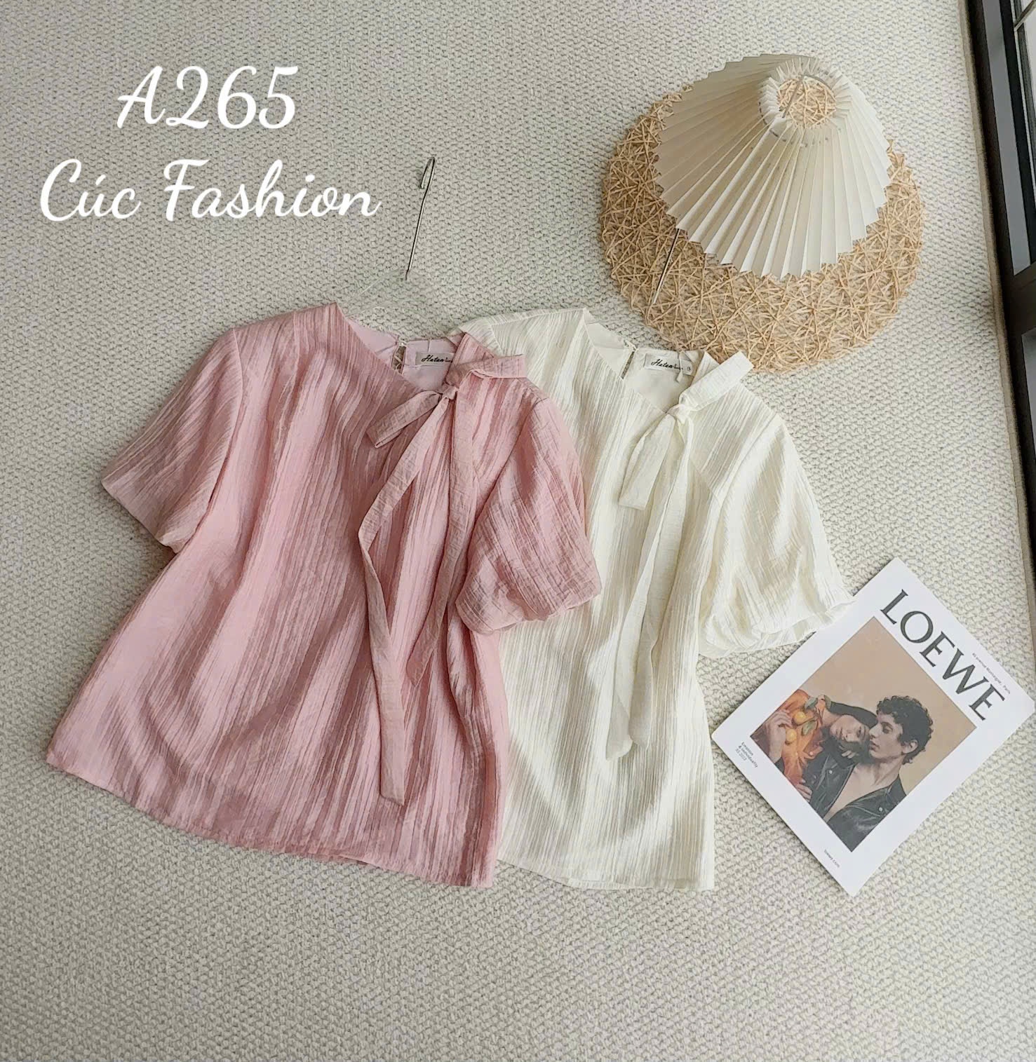 A265 Áo sơ mi nơ cổ tay bồng