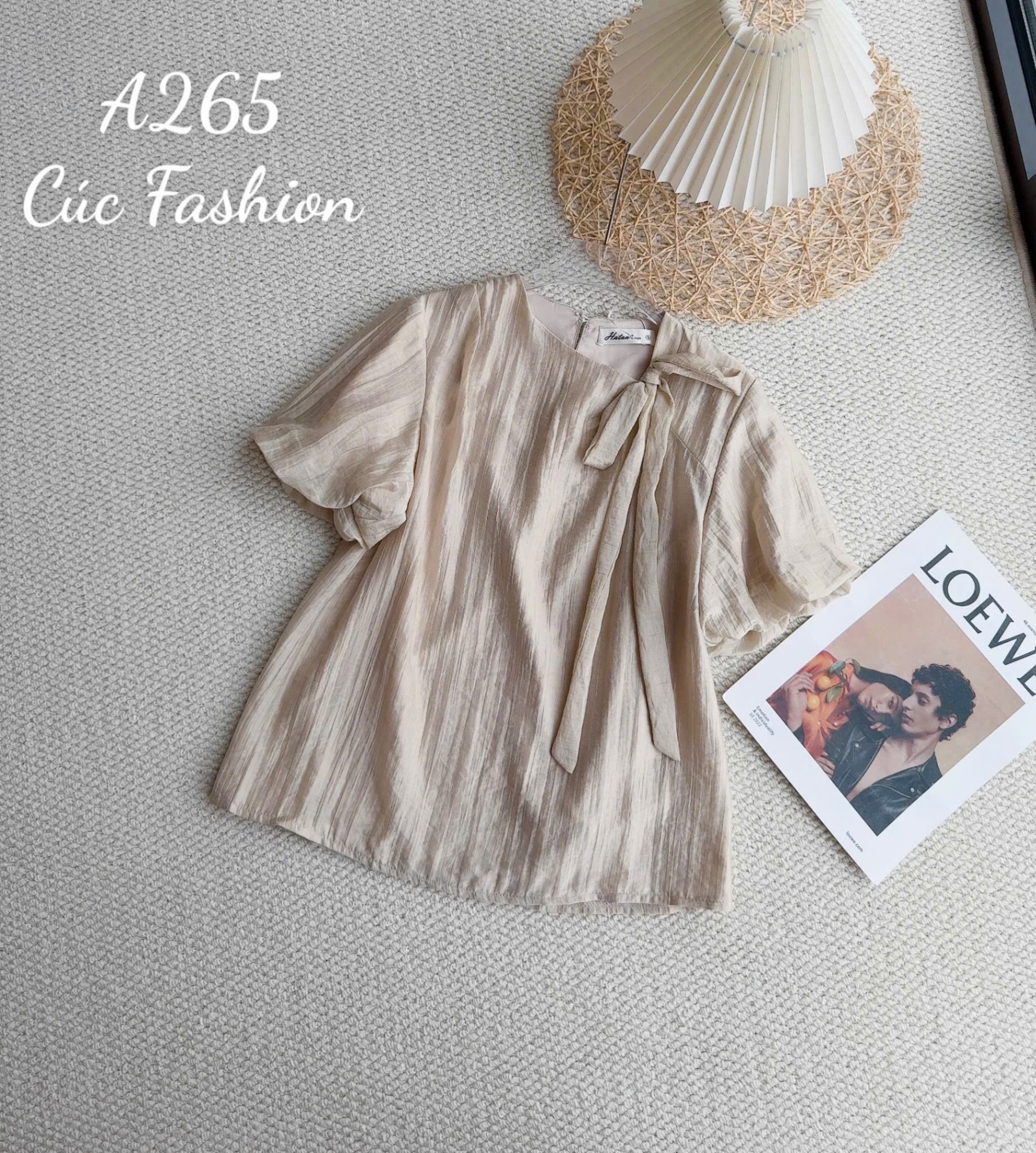 A265 Áo sơ mi nơ cổ tay bồng