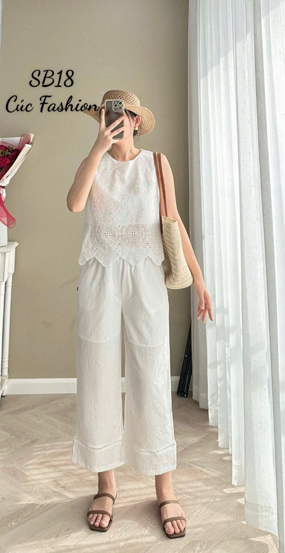 SB18 Set bộ áo ren quần ống sớ