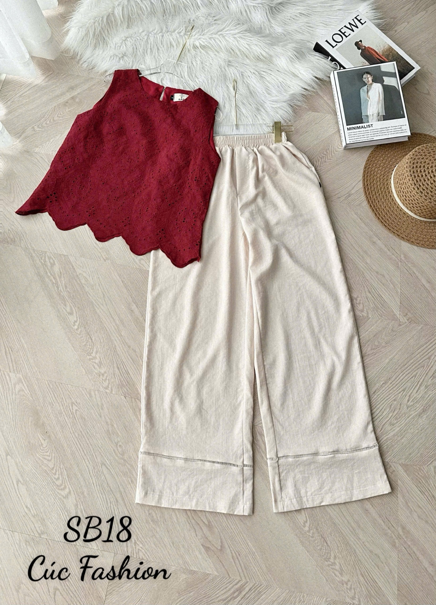 SB18 Set bộ áo ren quần ống sớ