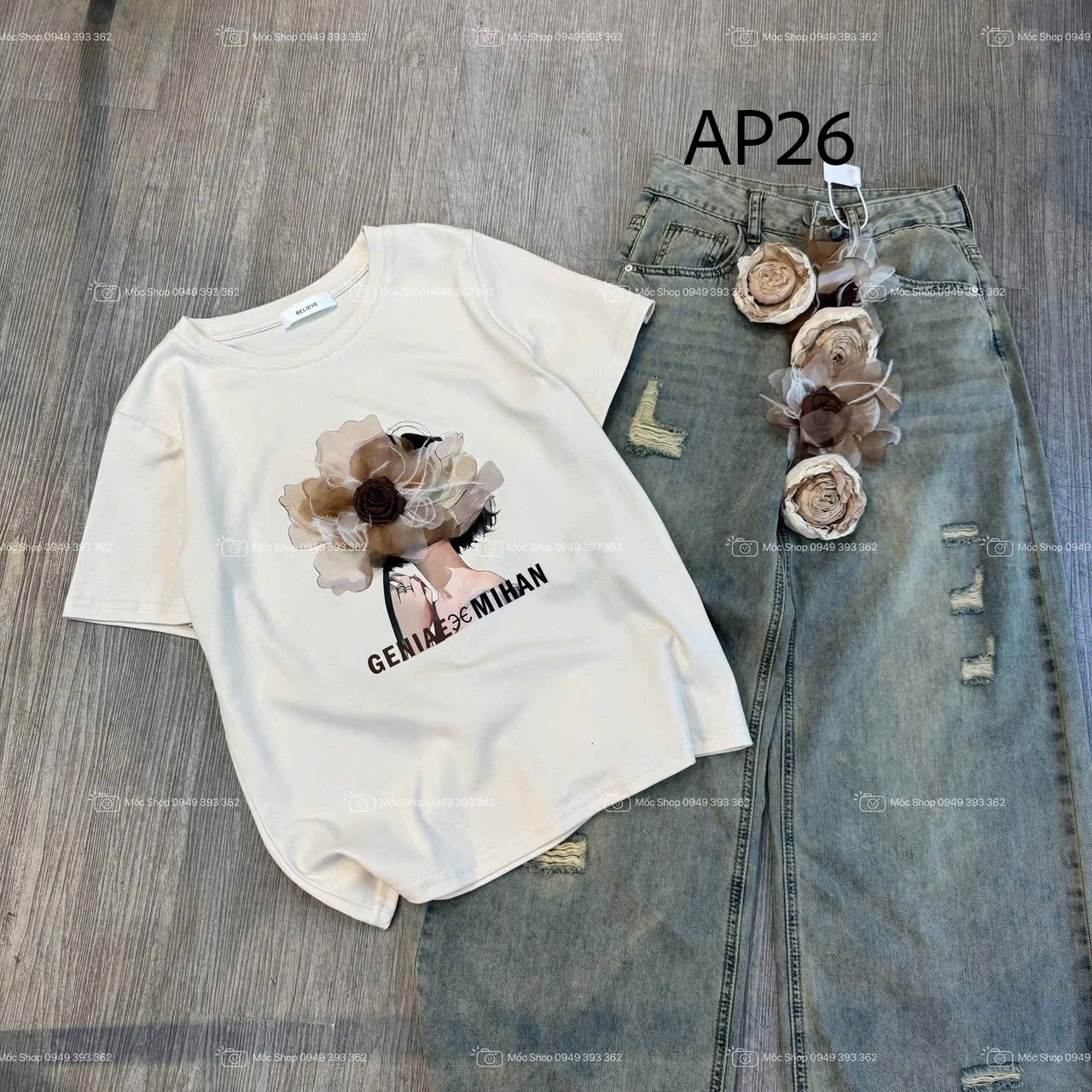 AP26 Áo phông hoa lớn