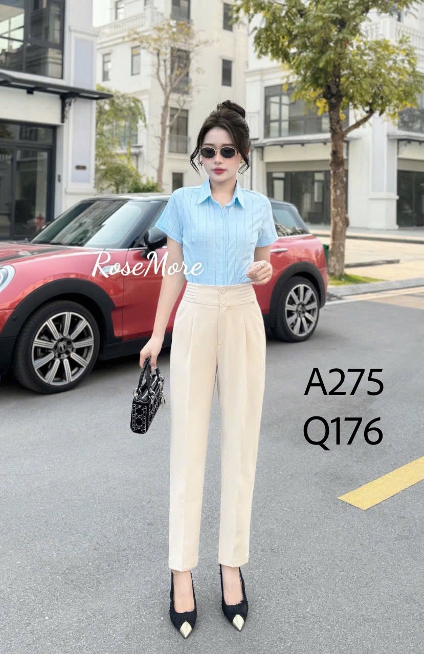 A275 Áo sơ mi kẻ cộc tay
