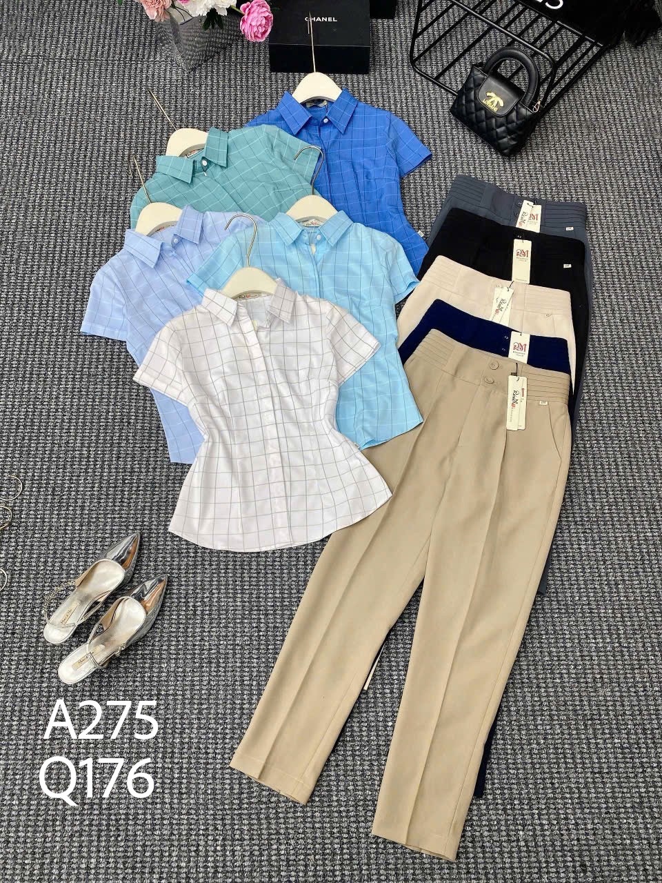 A275 Áo sơ mi kẻ cộc tay