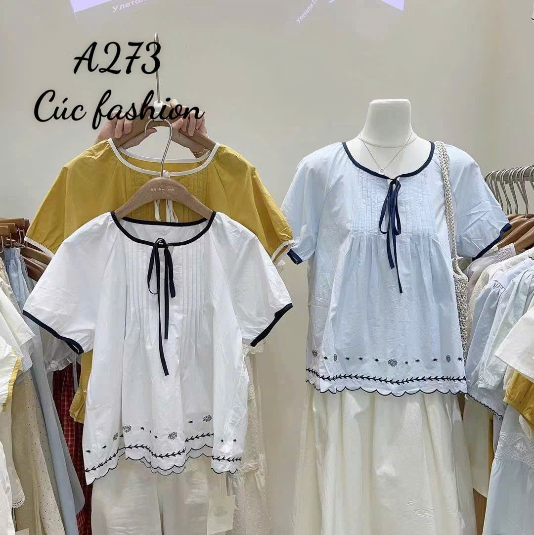 A273 Áo vạt lượn nơ cổ