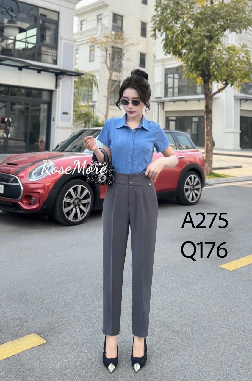 A275 Áo sơ mi kẻ cộc tay