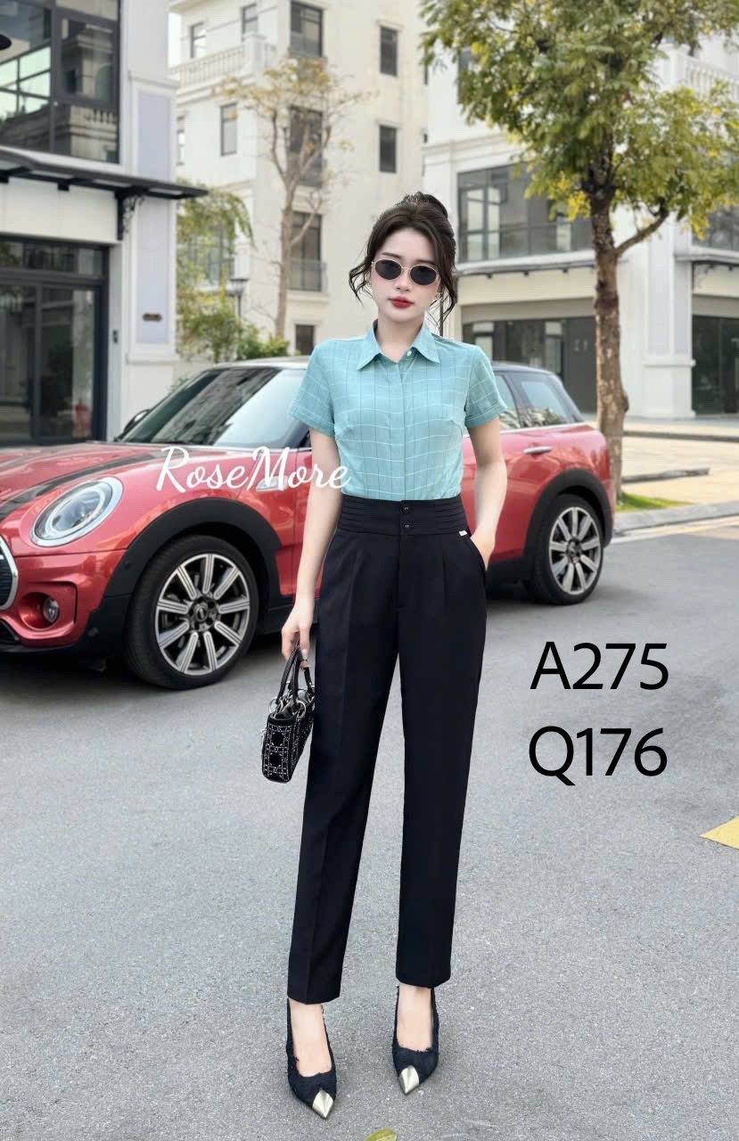 A275 Áo sơ mi kẻ cộc tay