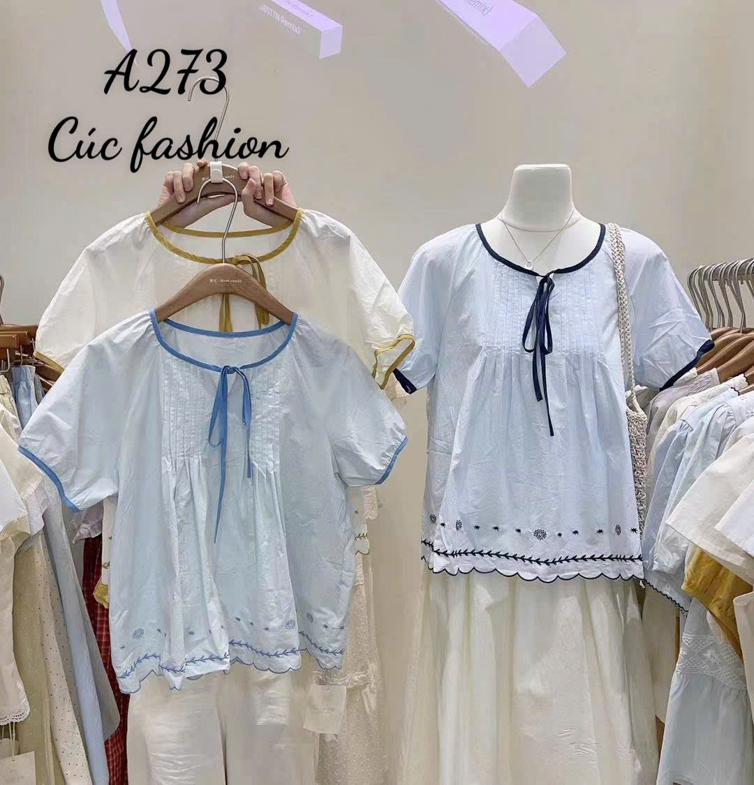 A273 Áo vạt lượn nơ cổ
