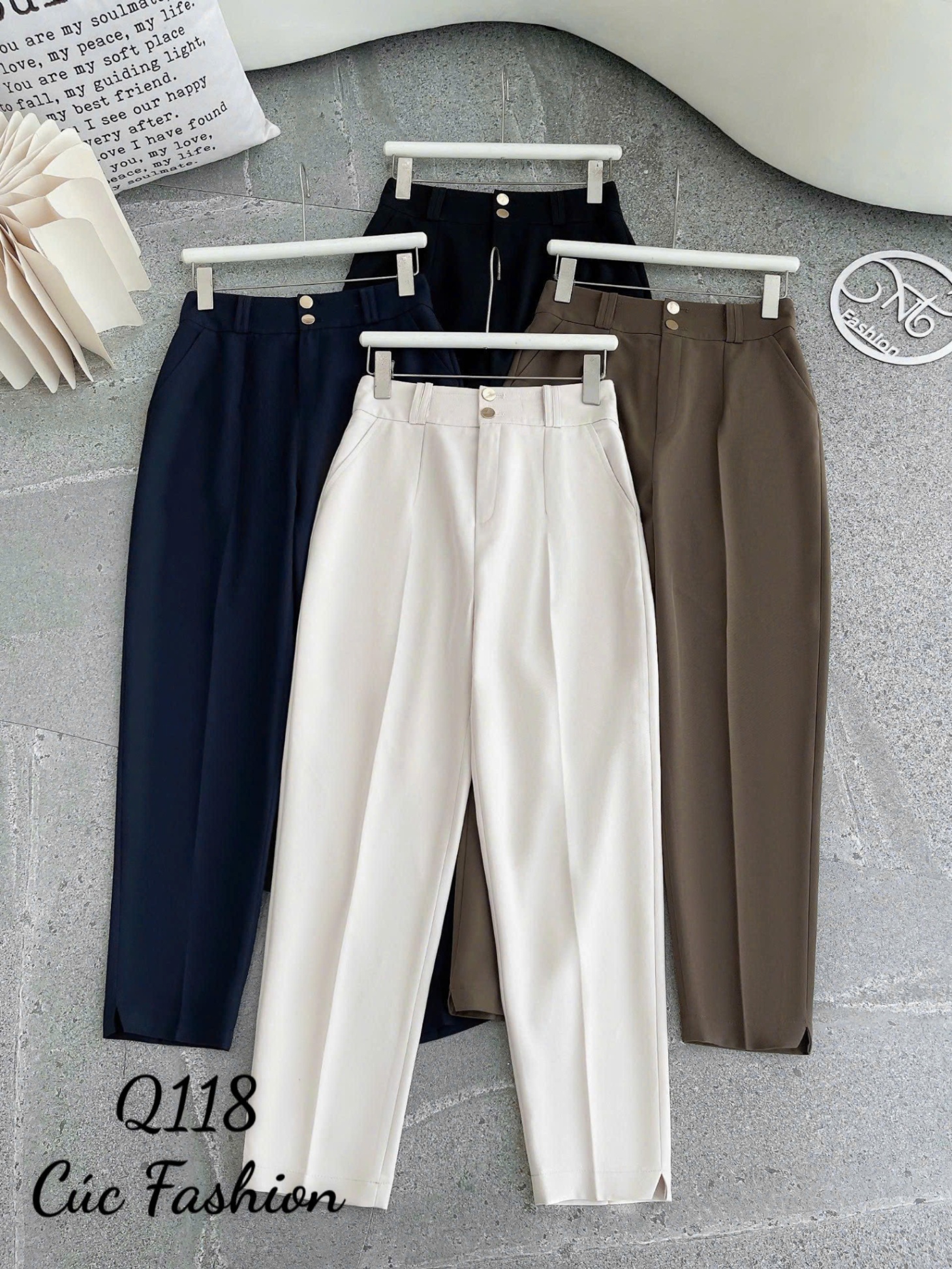 Q118 Quần baggy đỉa đôi 2 cúc vàng