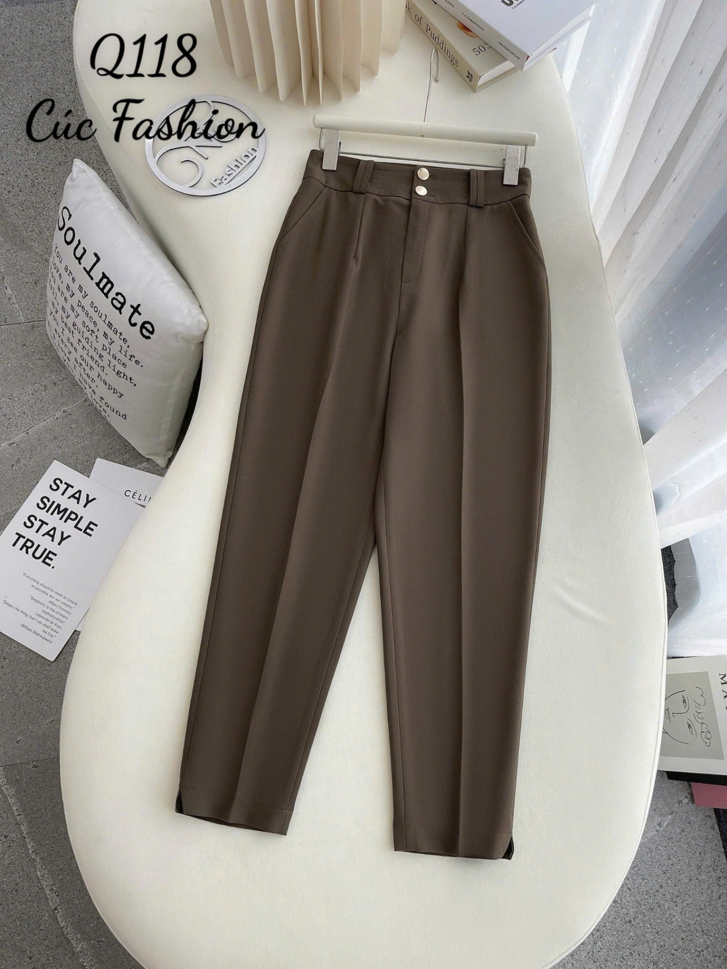 Q118 Quần baggy đỉa đôi 2 cúc vàng