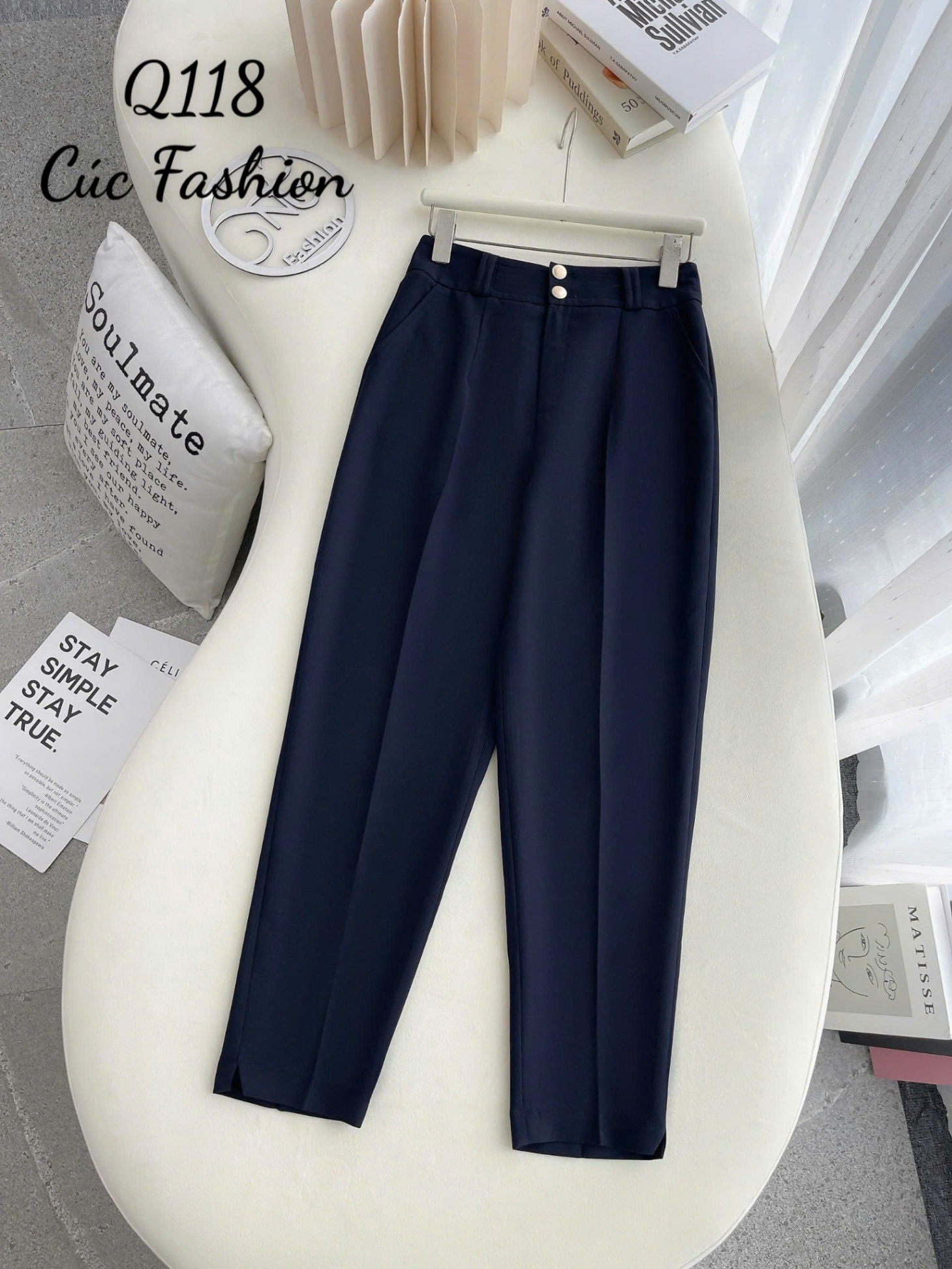 Q118 Quần baggy đỉa đôi 2 cúc vàng